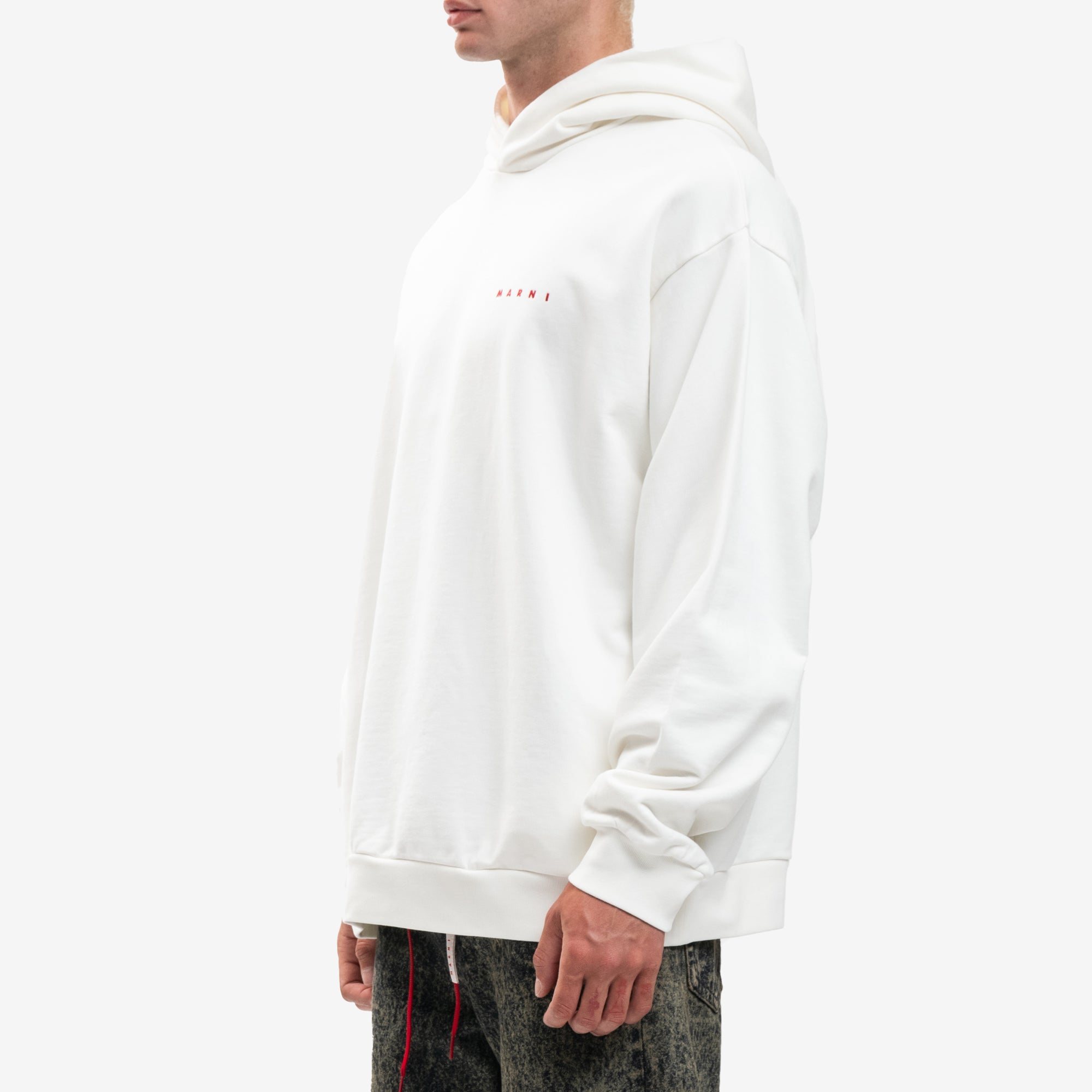 MARNI Wrinkled Logo Hoody Natural White - 3