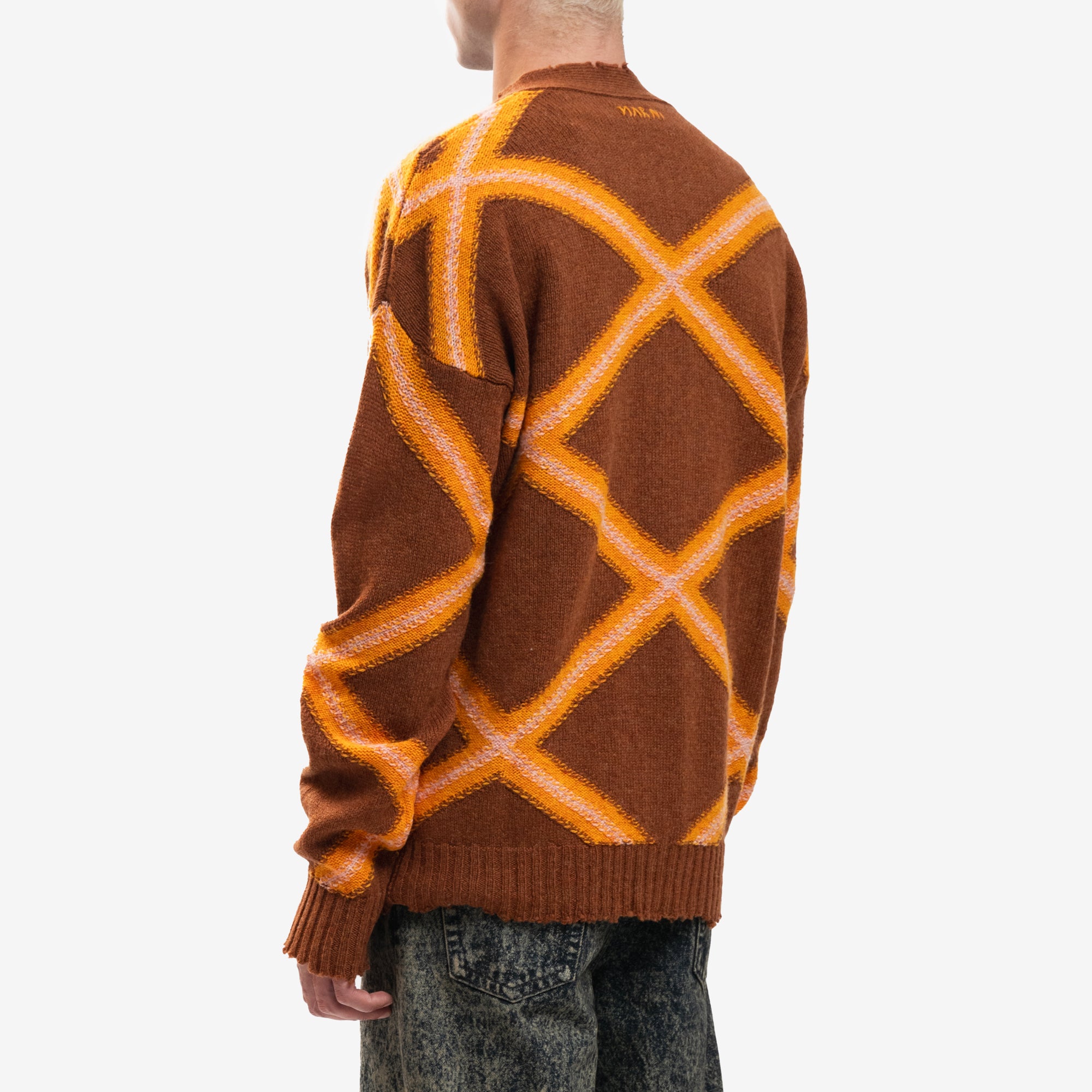 MARNI Broken Macro Argyle Cardigan Nougat - 4