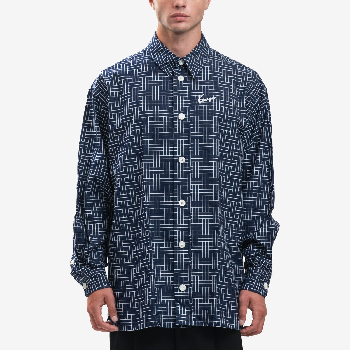 KENZO ウィーブ オーバーサイズ シャツ（ネイビー）