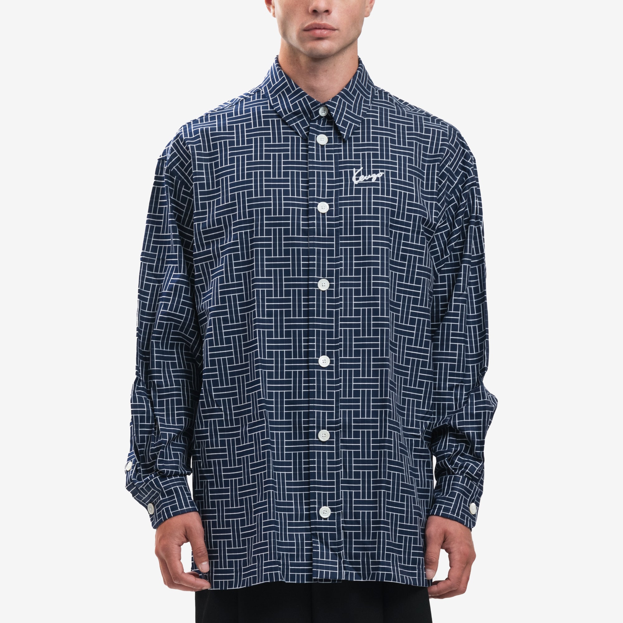 Kenzo Kenzo Weave Oversize Shirt Midnight Blue - 1