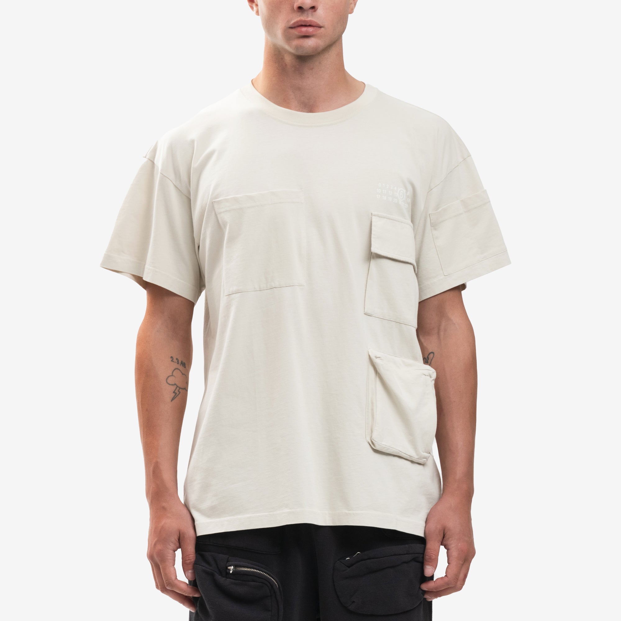 MM6 Cargo Pocket T-Shirt Chalk - 1
