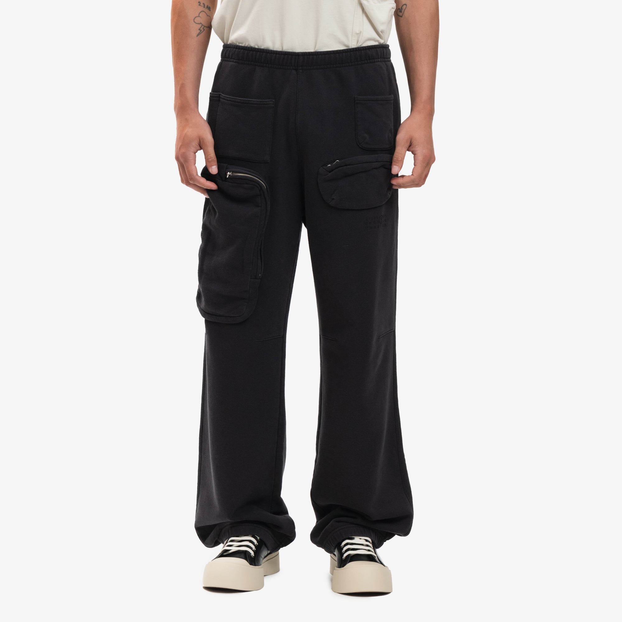 MM6 Cargo Pocket Sweatpants Washed Black - 1