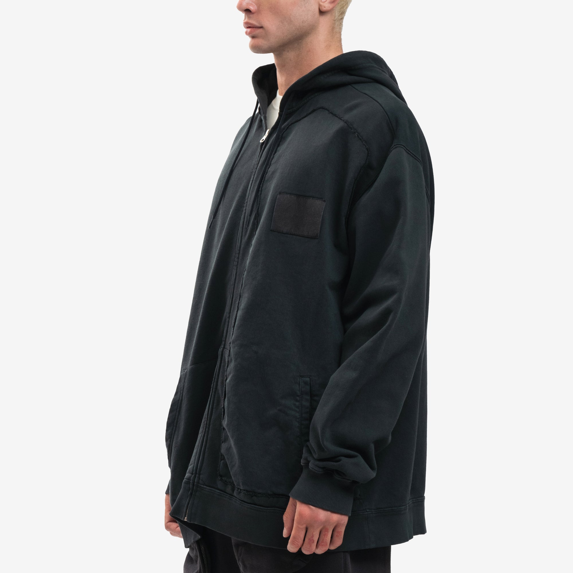 MM6 Cut Out Zip Hoody Washed Black - 3
