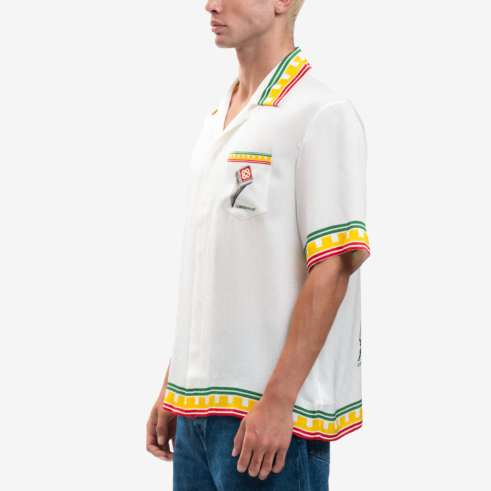 Casablanca Leaning Column Silk Shirt White - 3