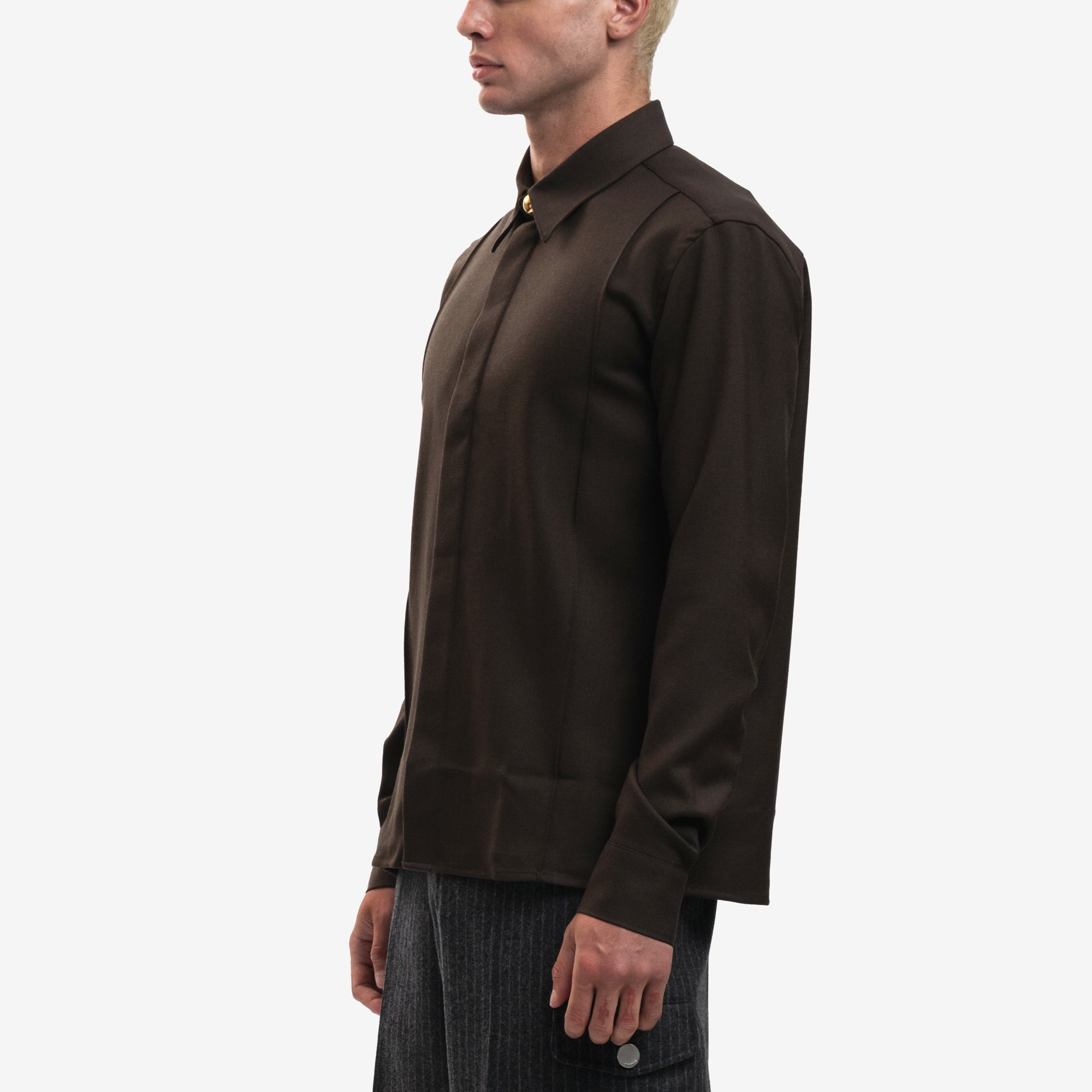 AMI Pintuck Shirt Dark Coffee - 3