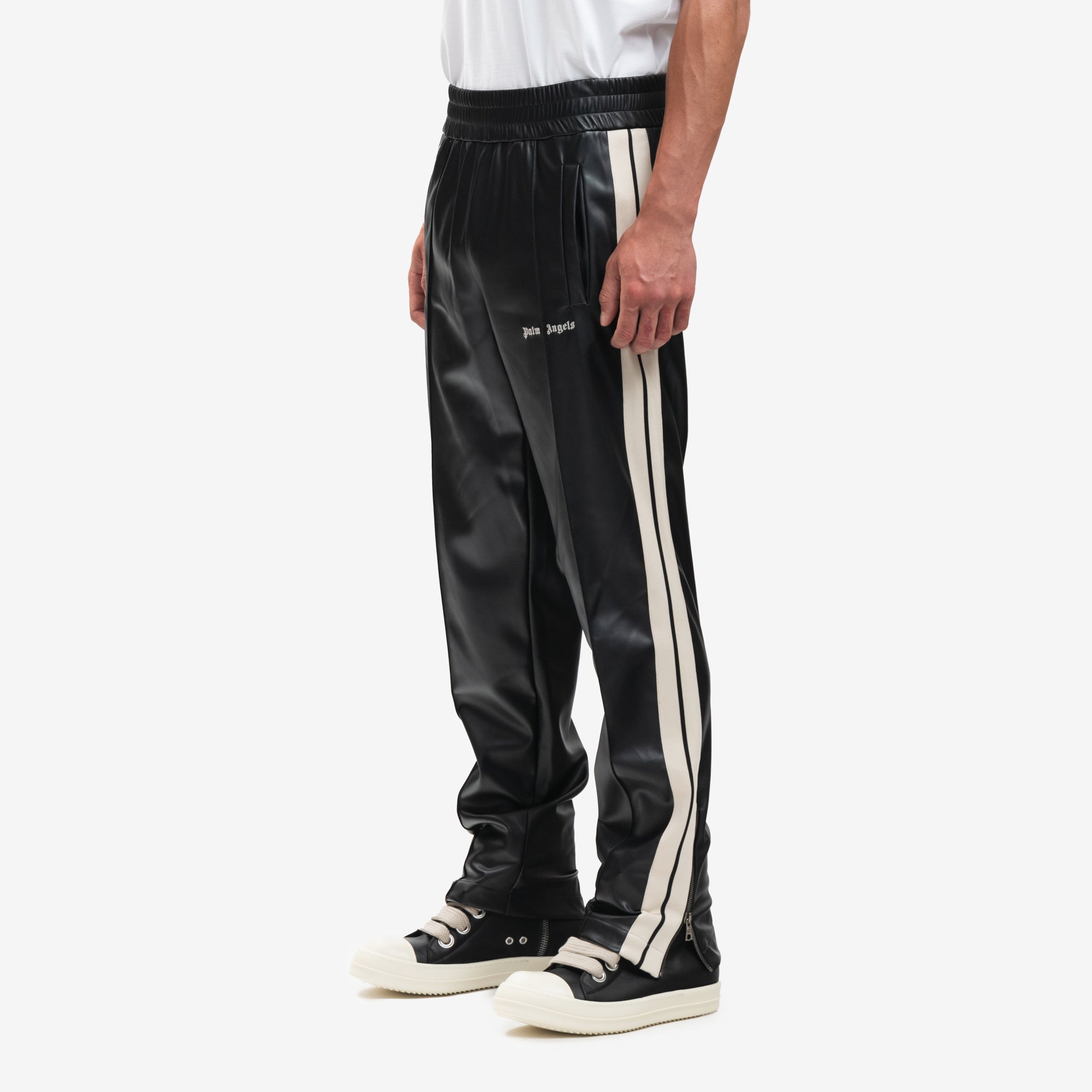 Palm Angels Leather Effect Track Pants Black - 3