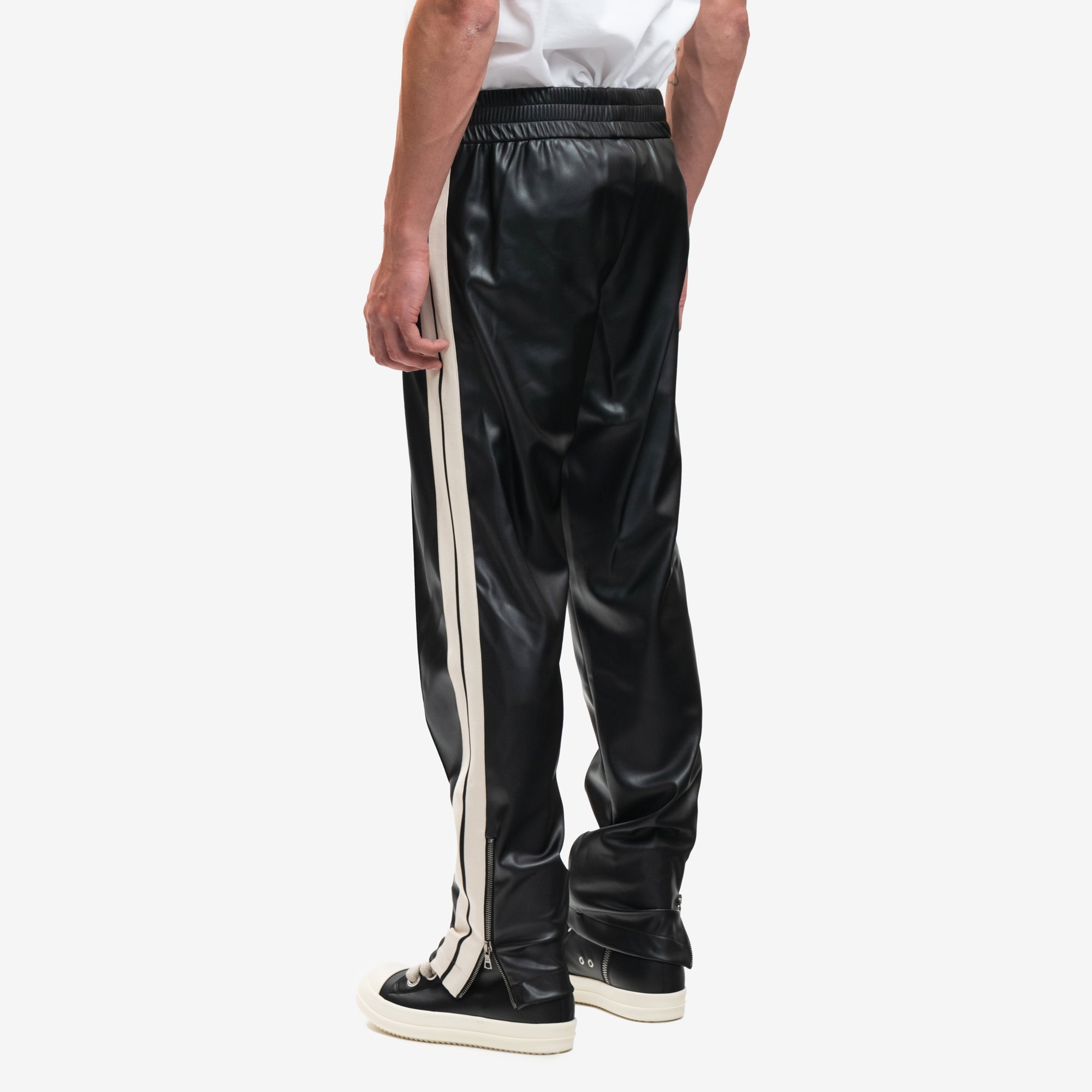Palm Angels Leather Effect Track Pants Black - 4
