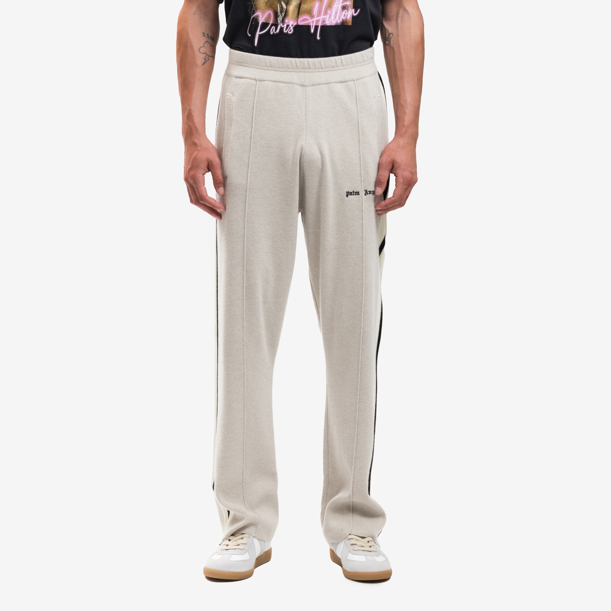 Palm Angels Classic Logo Knit Track Pants Light Beige - 1