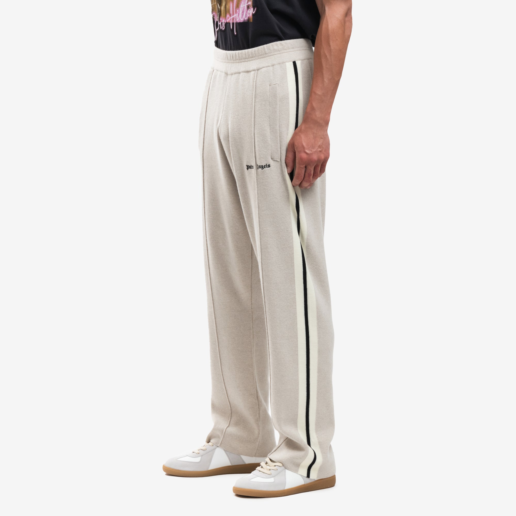 Palm Angels Classic Logo Knit Track Pants Light Beige - 3