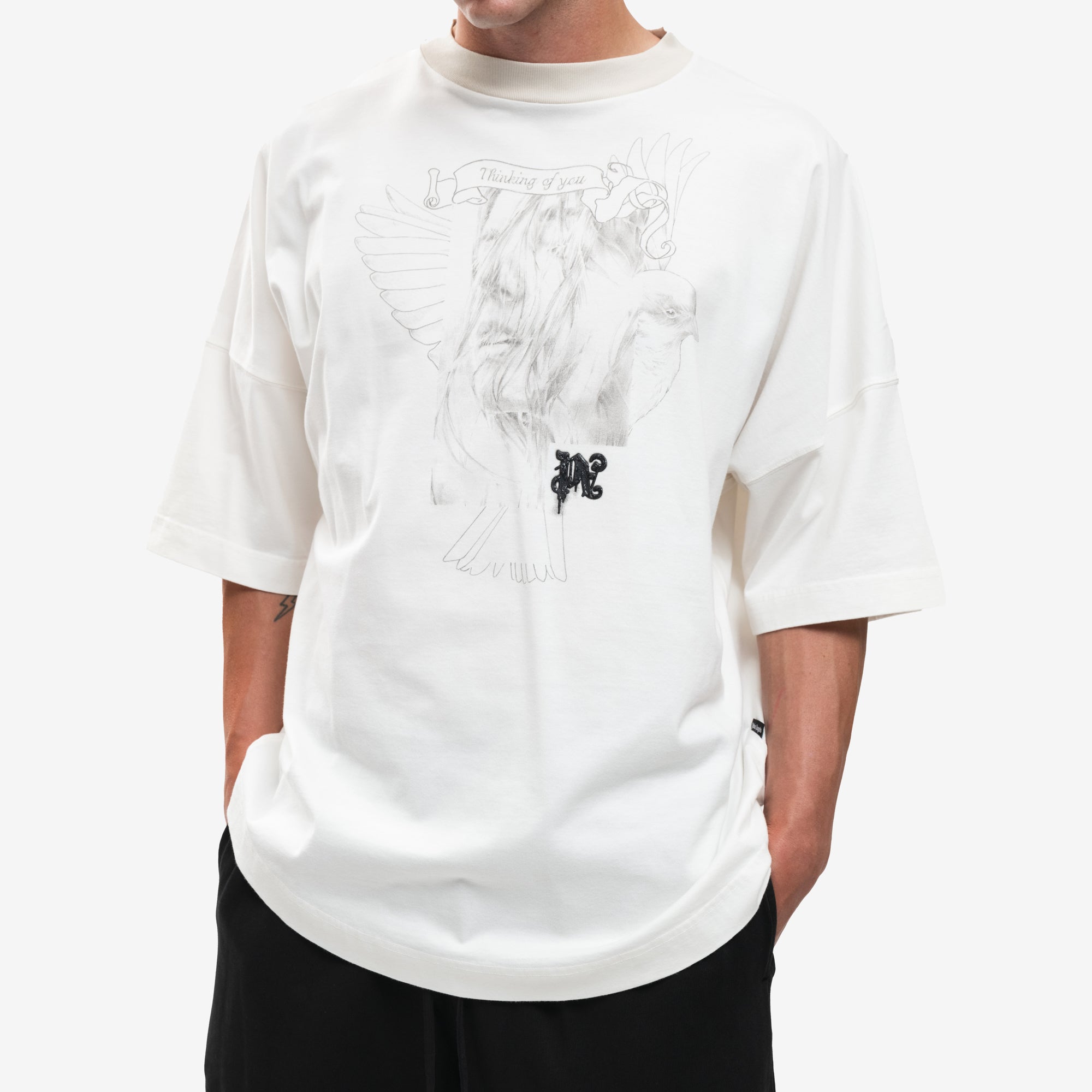 Palm Angels Portrait Pencil Over T-Shirt Off White - 5