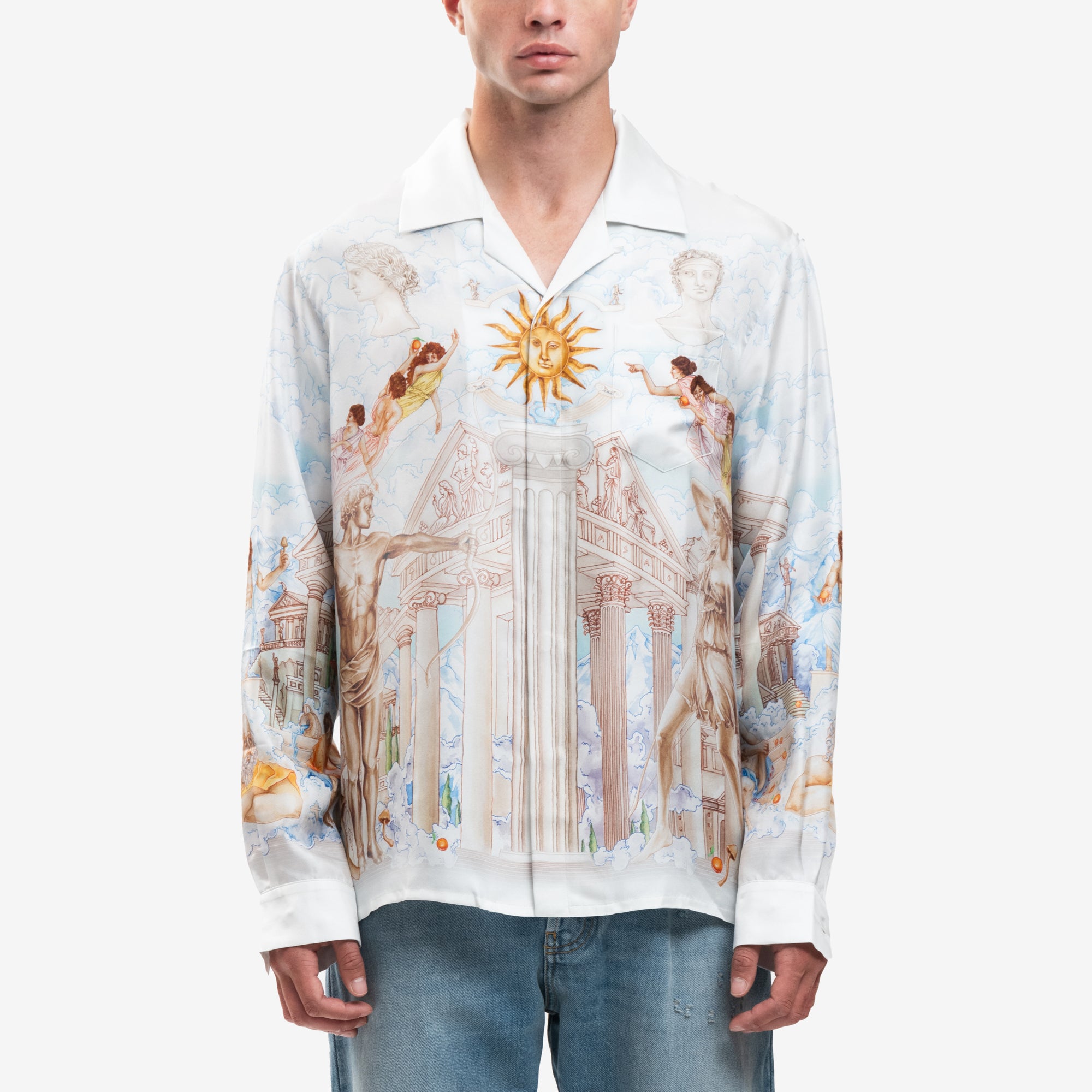 Casablanca Le Temple du Savoir Silk Shirt White - 1