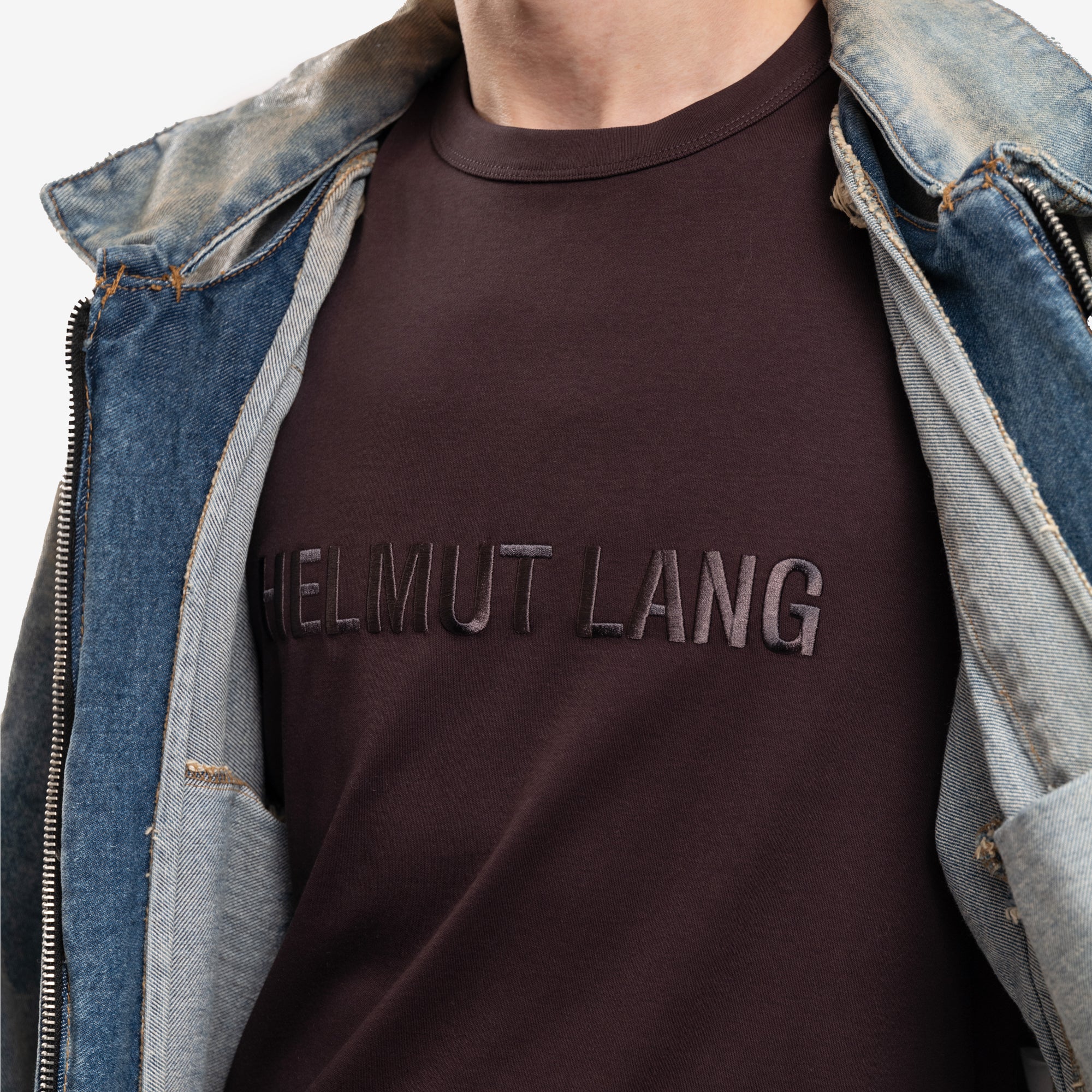 Photo of Helmut Lang Embroidered Logo Over T-Shirt - 5