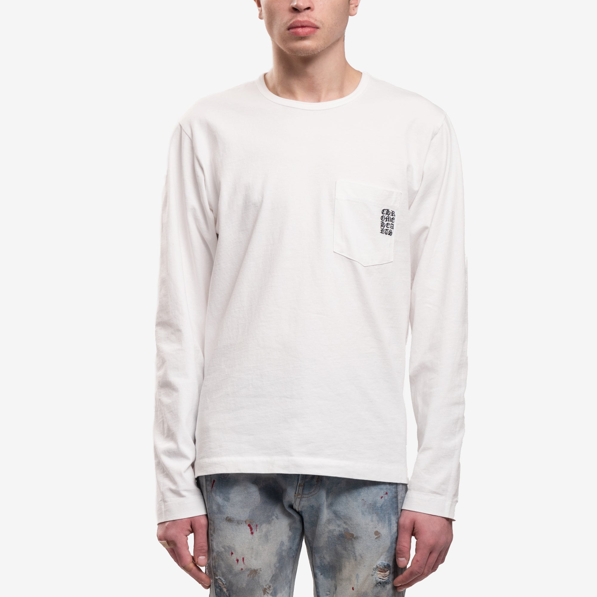 Chrome Hearts CH Embroidered LS T-Shirt White - 1