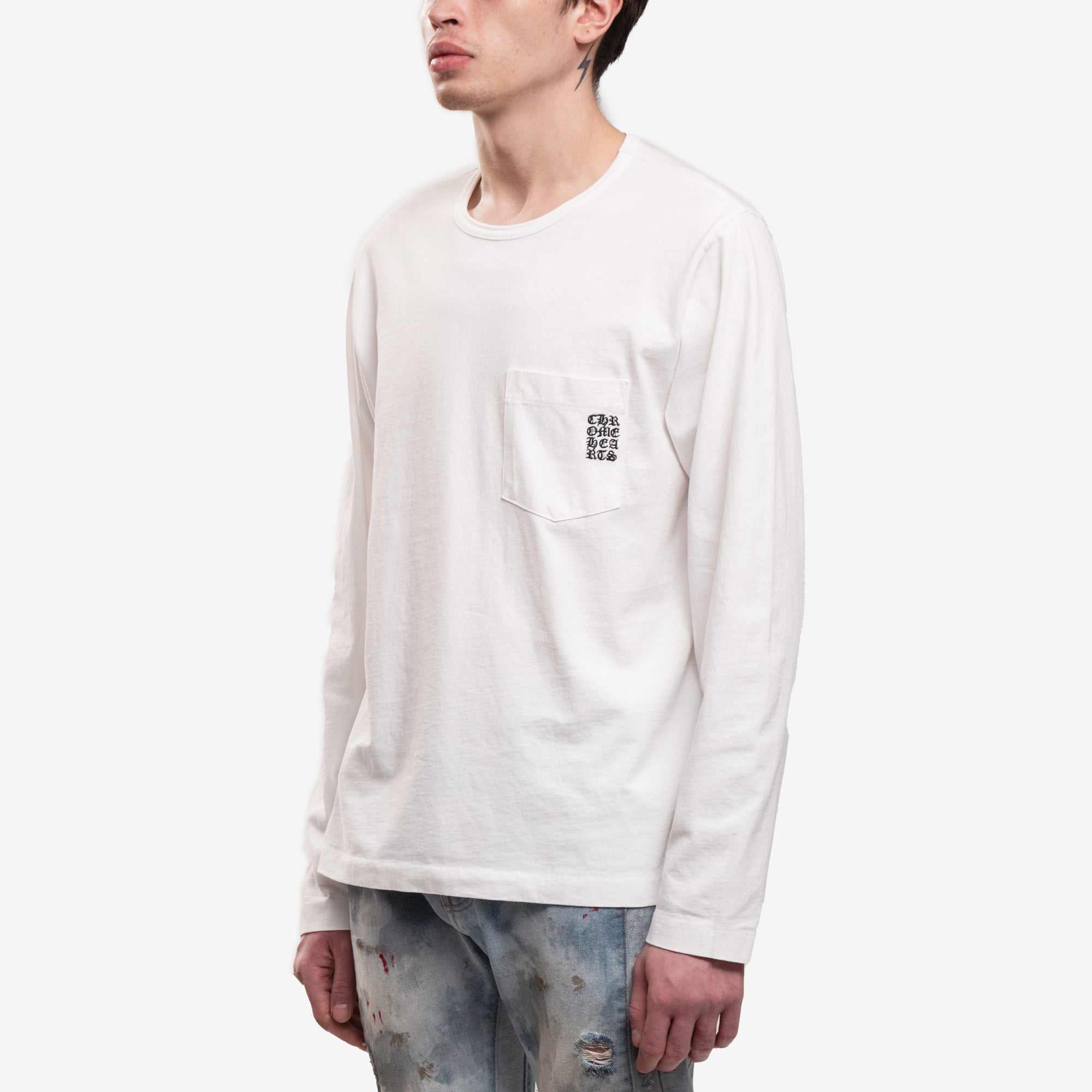 Chrome Hearts メンズ CH 刺繍 長袖 Tシャツ（ホワイト）