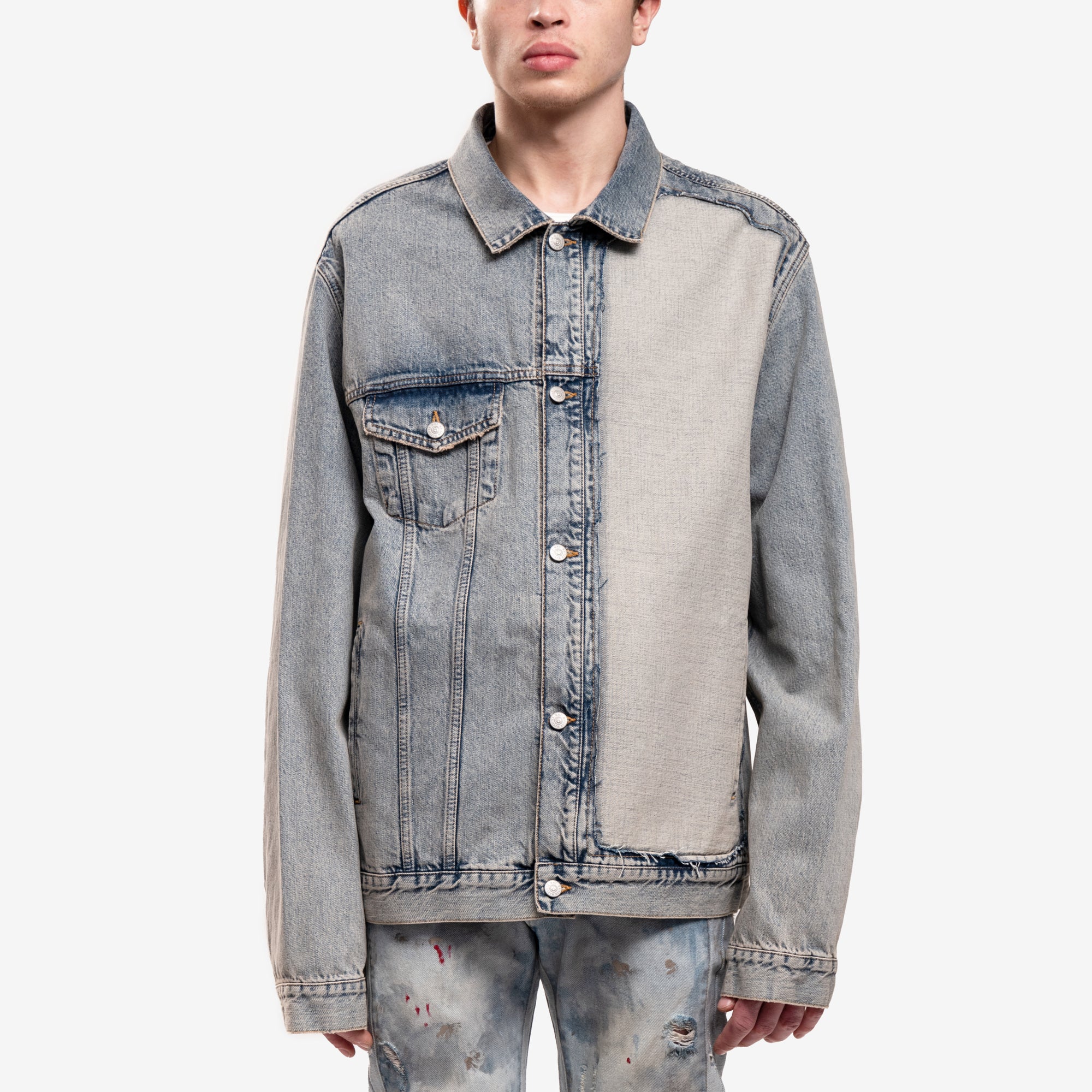 MM6 Cut Out Jean Jacket Light Blue - 1