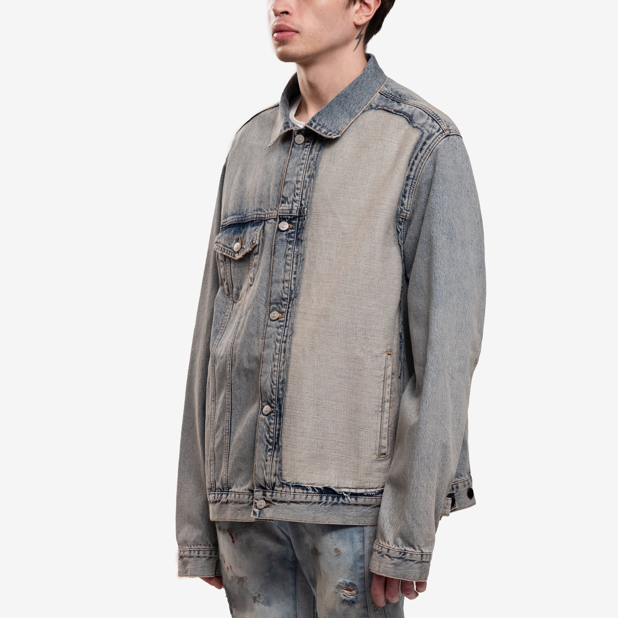 MM6 Cut Out Jean Jacket Light Blue - 3