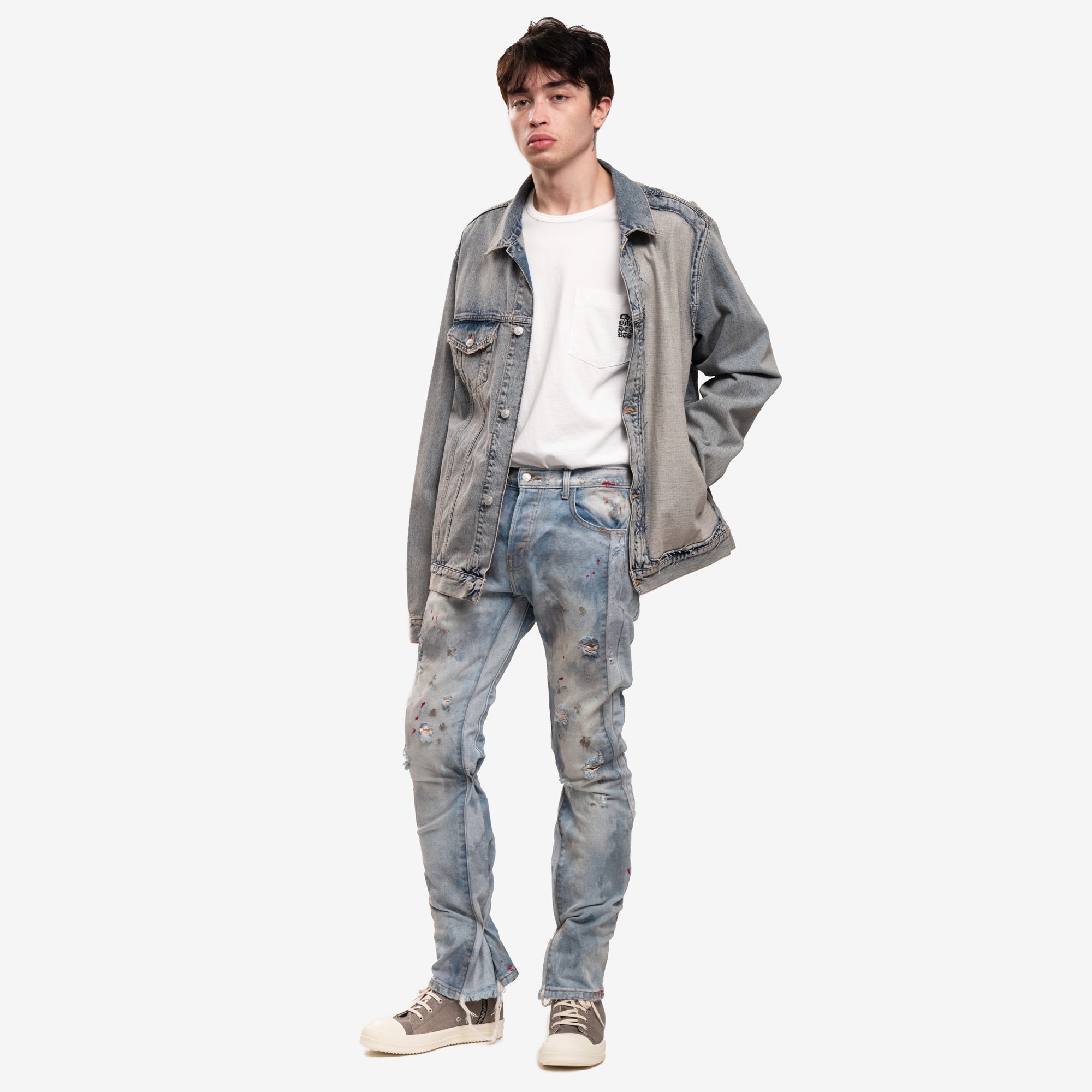 MM6 Cut Out Jean Jacket Light Blue - 2
