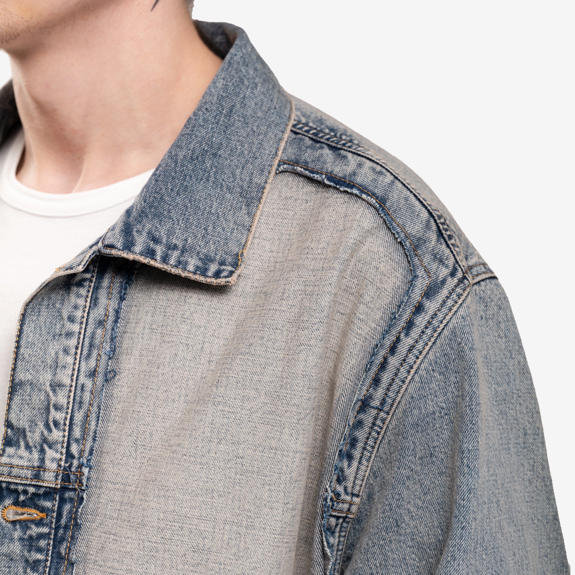 MM6 Cut Out Jean Jacket Light Blue - 5