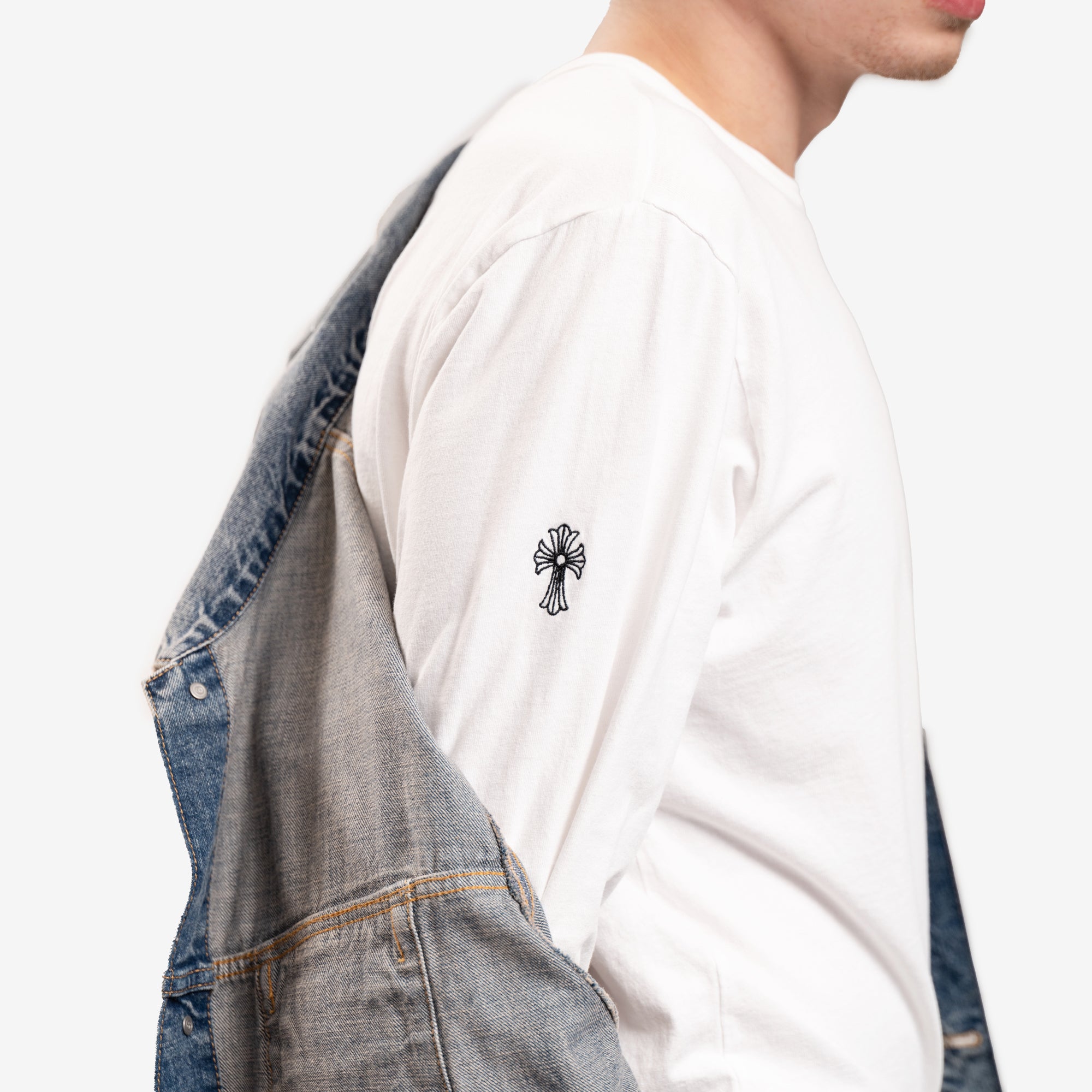 Chrome Hearts CH Embroidered LS T-Shirt White - 5