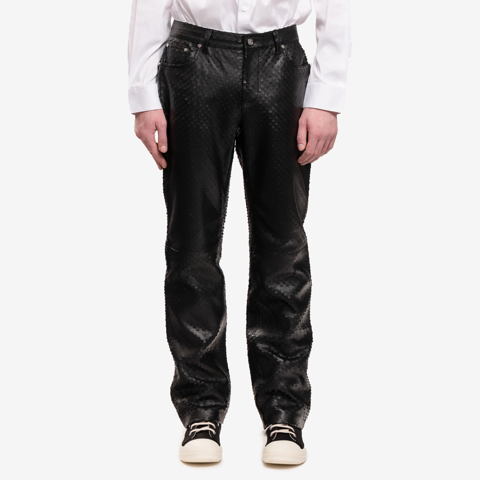 Helmut Lang Hole Punch Leather Worker Pants Black - 1