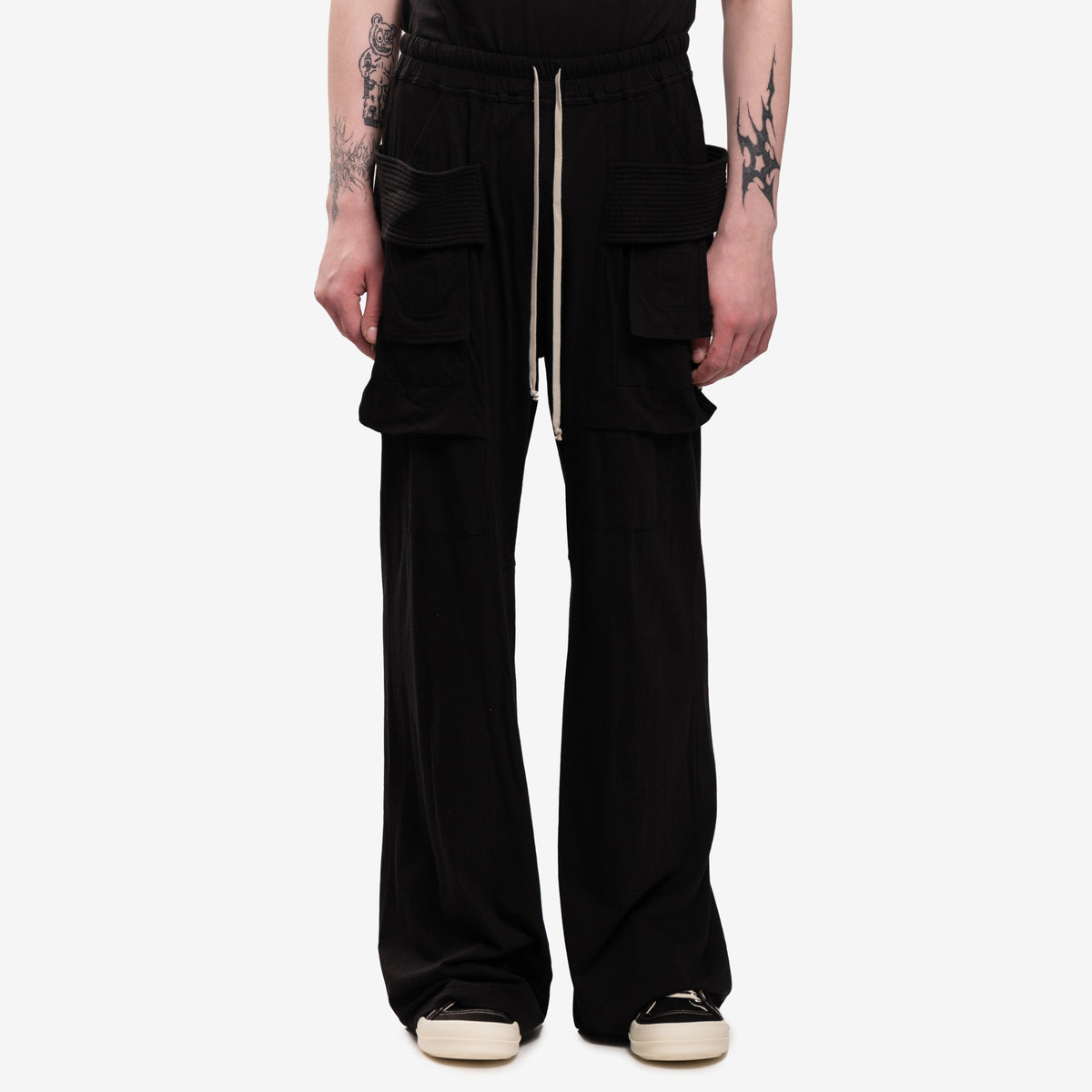 Rick Owens DRKSHDW Mens Creatch Wide Cargo Pants in Black