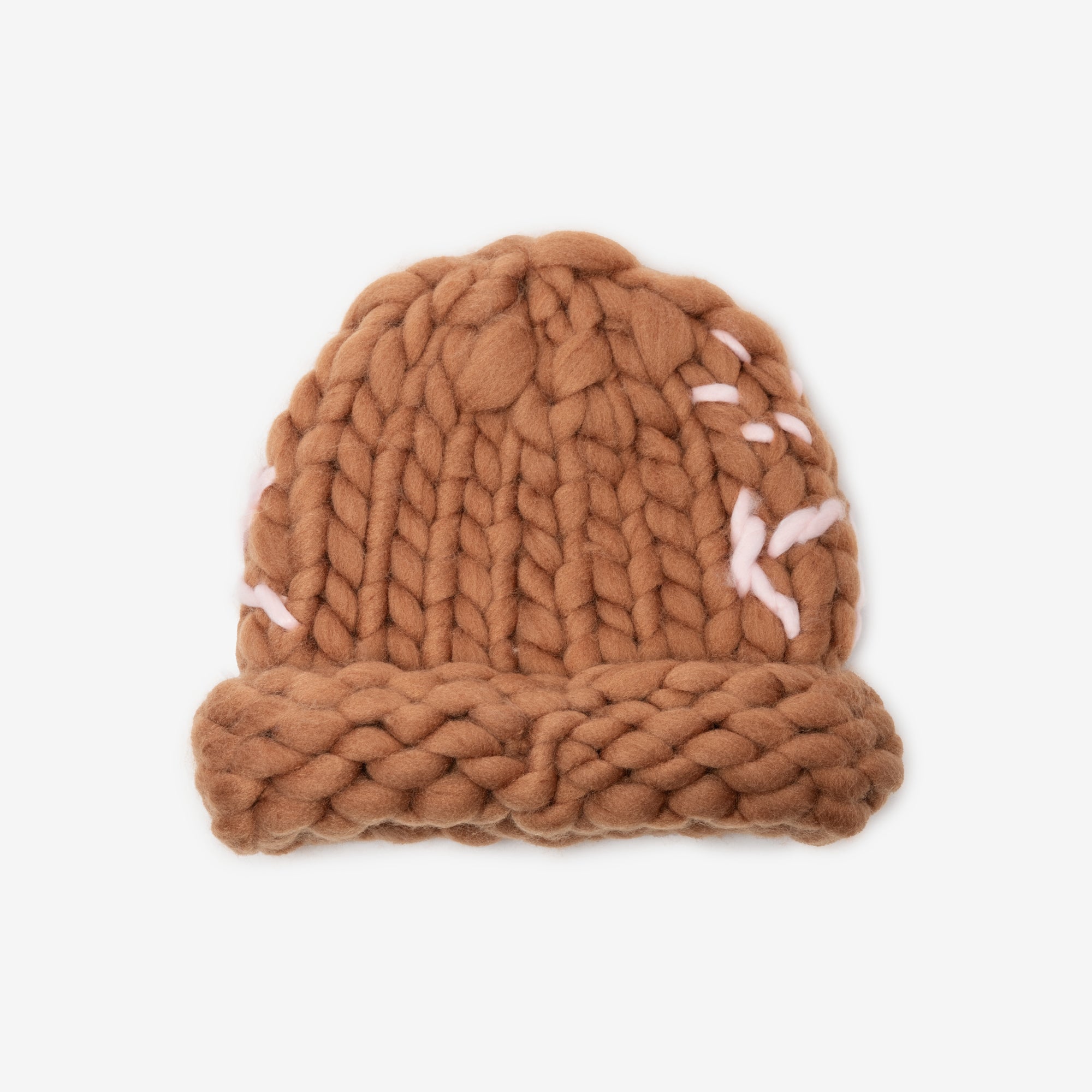 KidSuper Hand Knit Chunky Light Brown Beanie Light Brown - 2