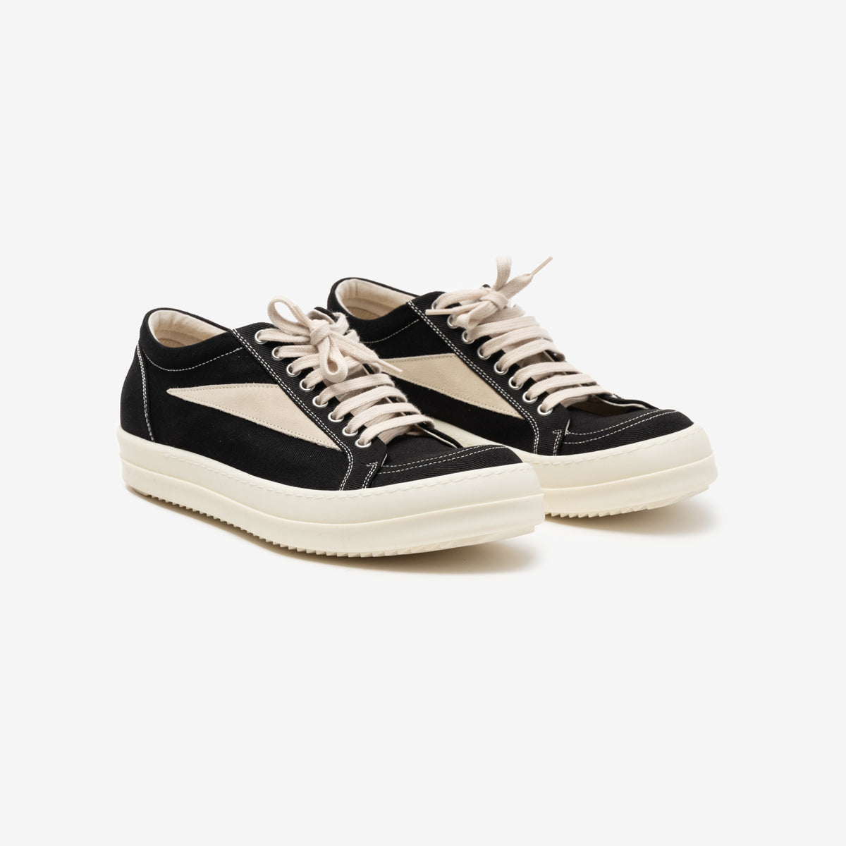 Rick Owens DRKSHDW Mens Vintage Sneaks in Black/Milk/Milk