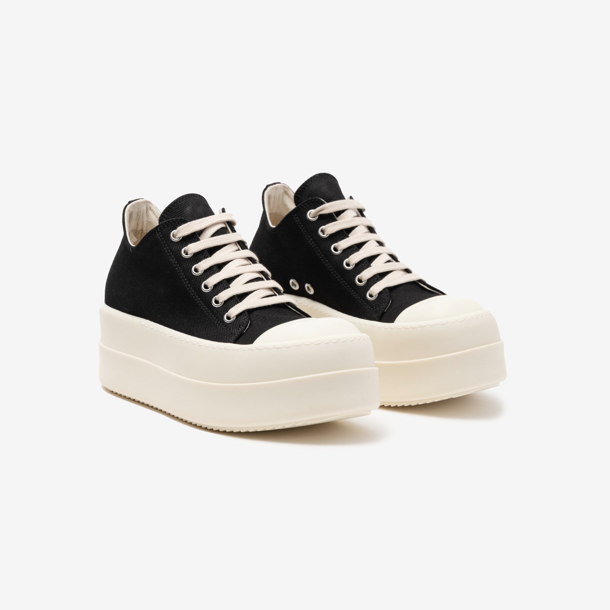 Rick Owens DRKSHDW Womens Double Bumper Low Sneaks Black/Milk/Milk - 1