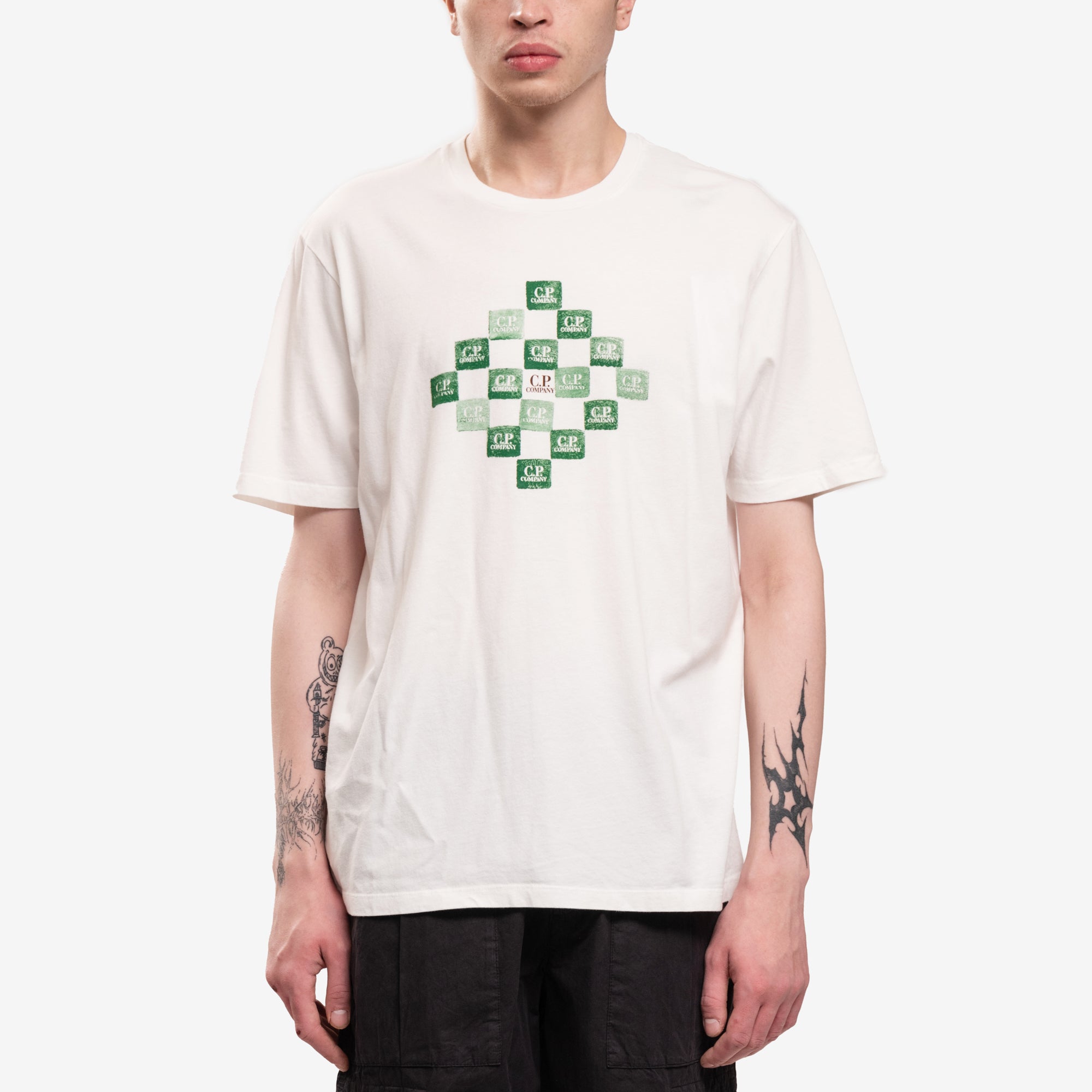 C.P. Company Logo Grid T-Shirt Gauze White - 1