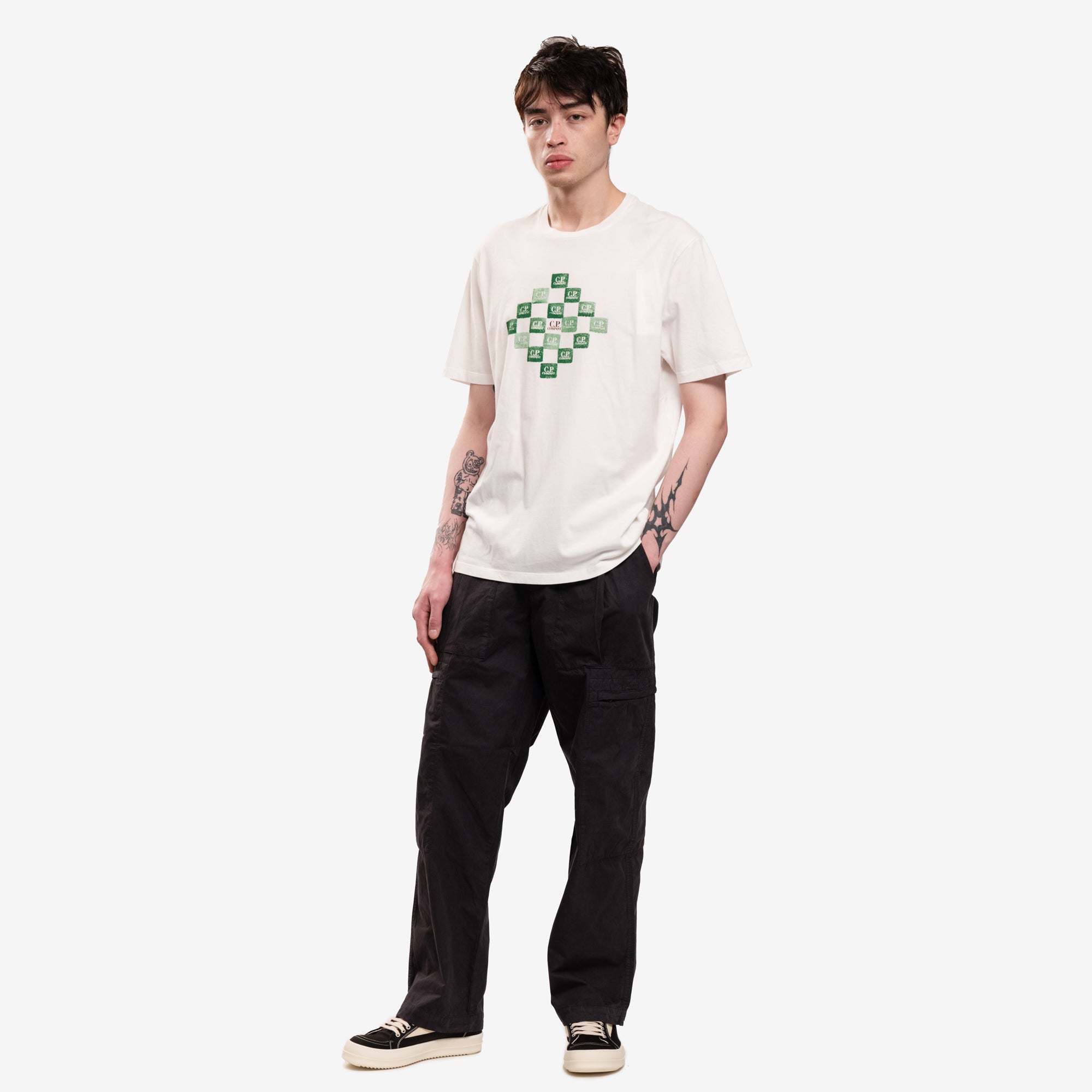 C.P. Company Logo Grid T-Shirt Gauze White - 2