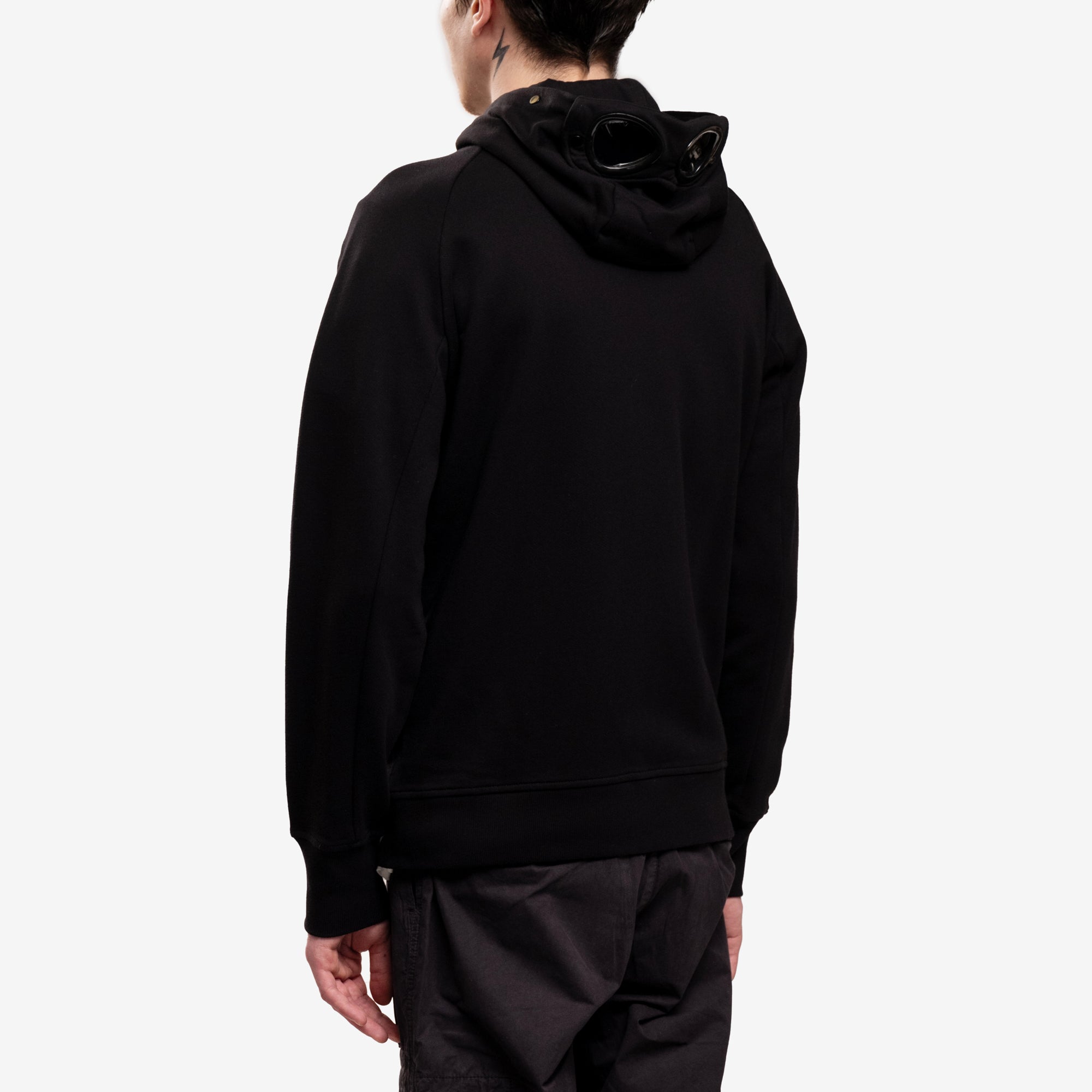 C.P. Company Diag Raised Fleece Goggle Zip Hoody Black - 4