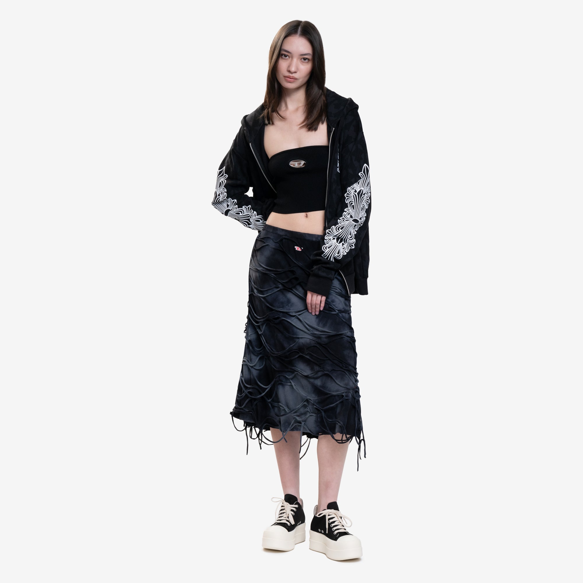 Chrome Hearts CH Classic Scroll Multi Cross Print Zip Up Hoody Black - 6