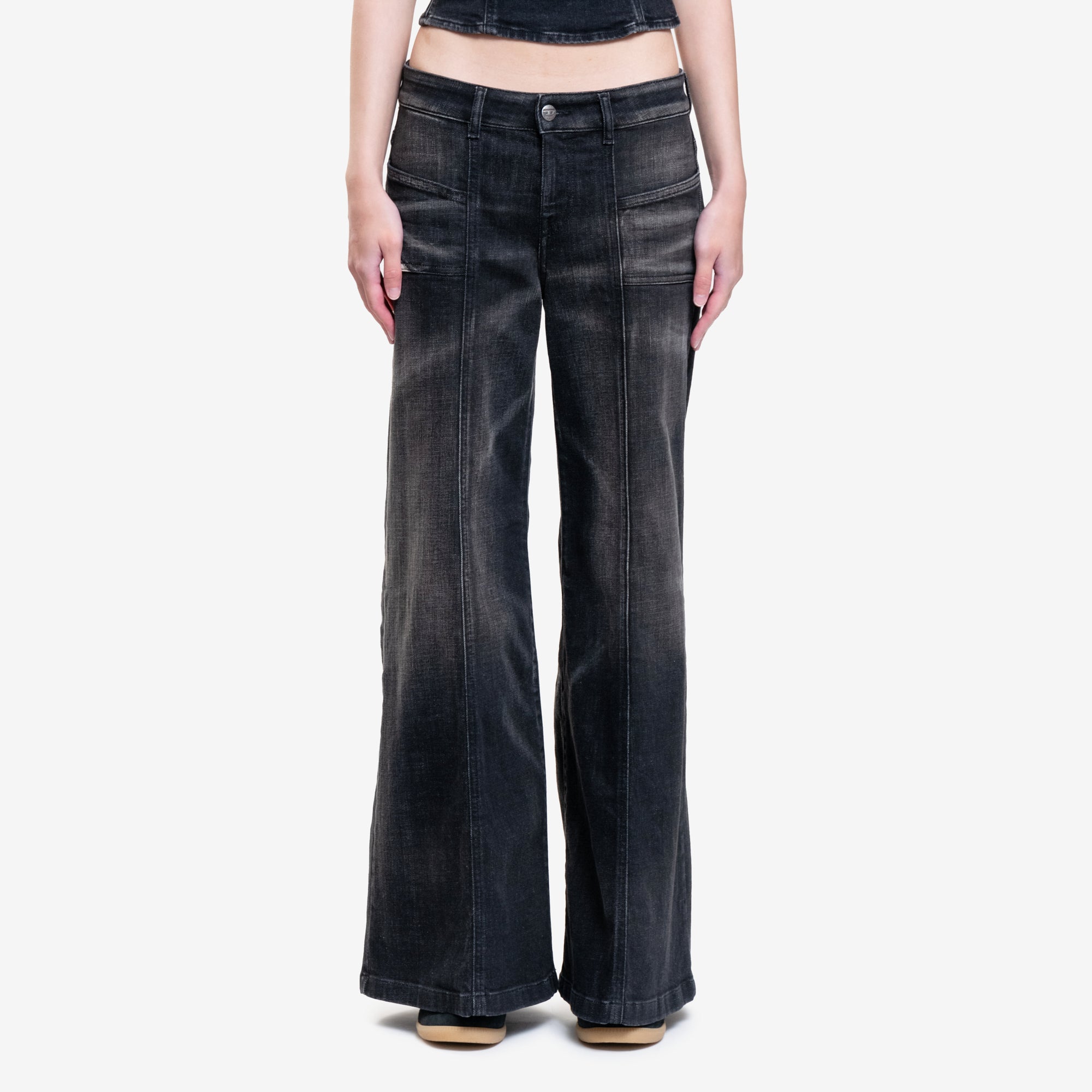 DIESEL Womens AKII Flare Jeans Black - 1