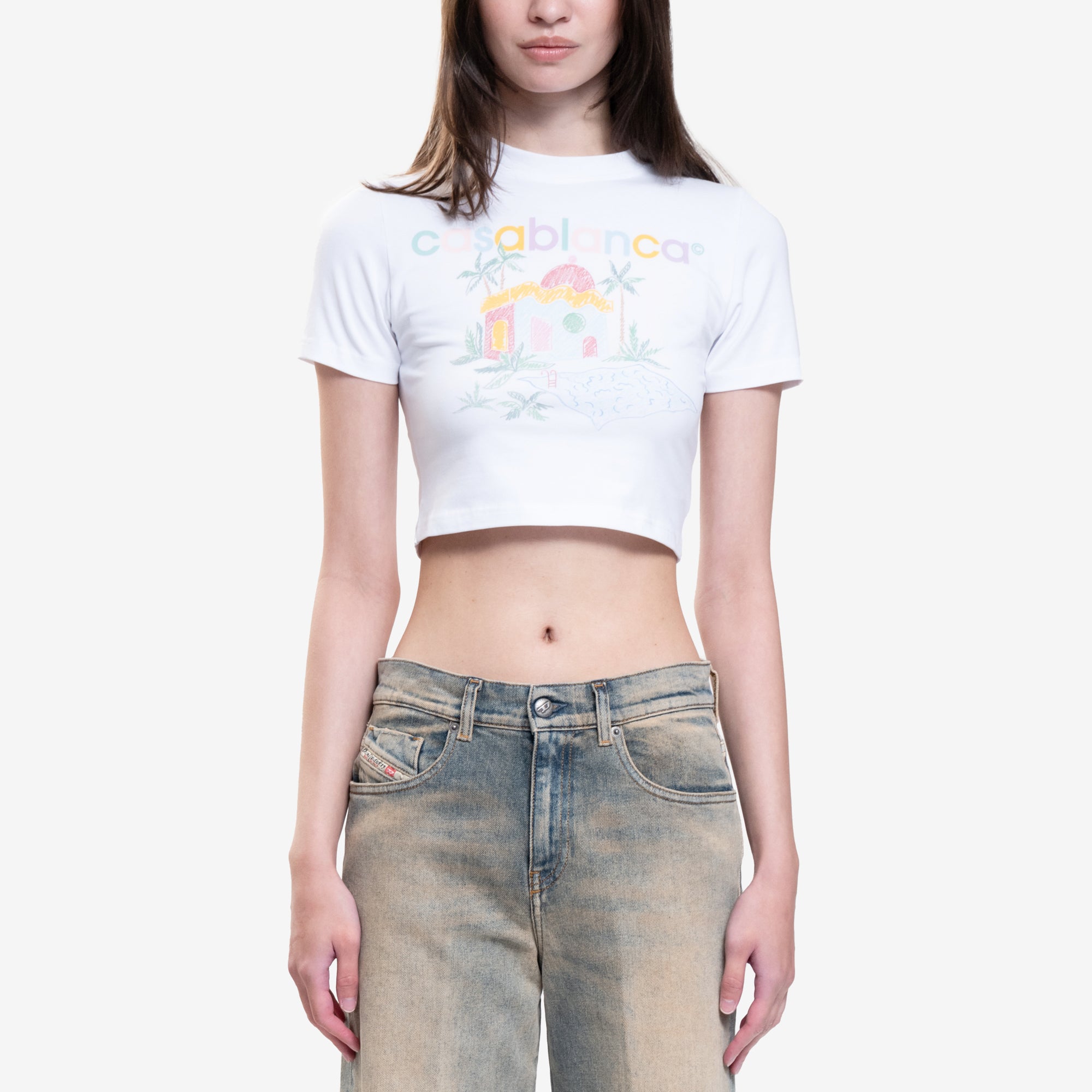 Casablanca Womens Maison Memphis Baby T-Shirt White - 1