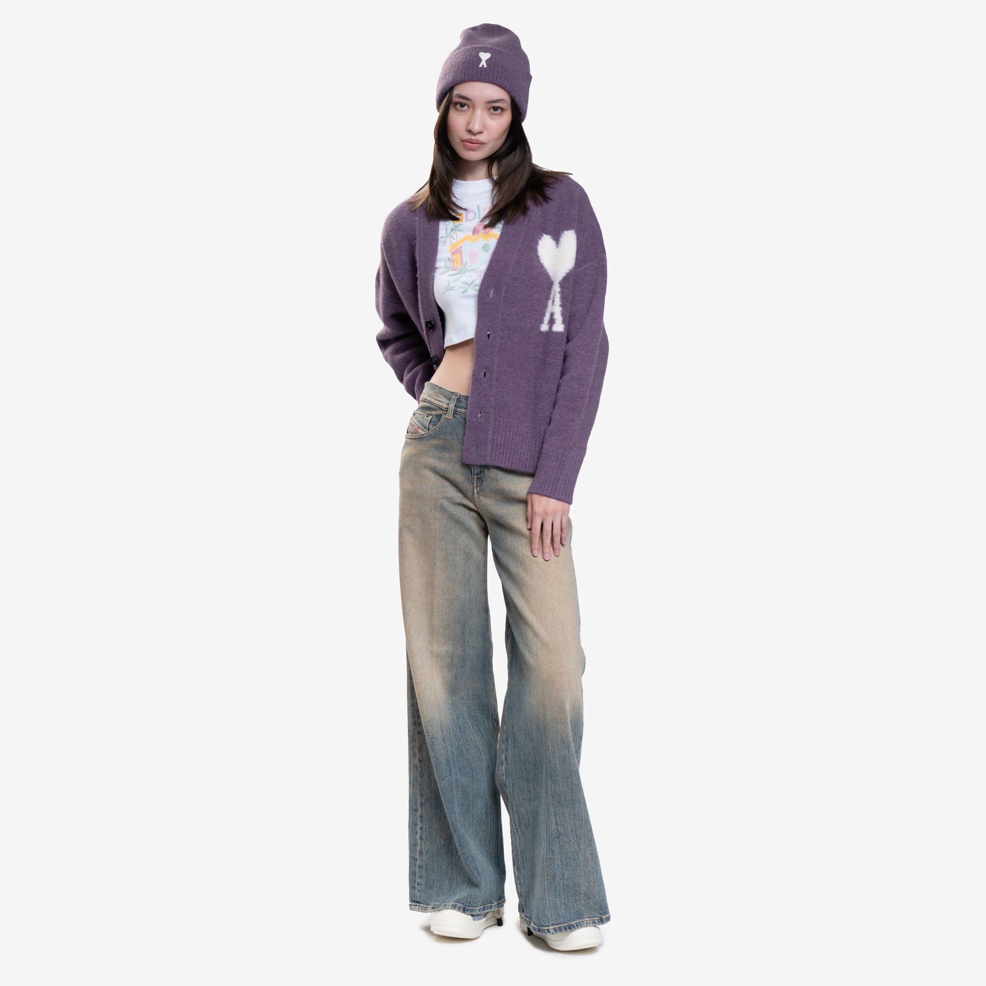 AMI Off White ADC Cardigan Lilac - 5