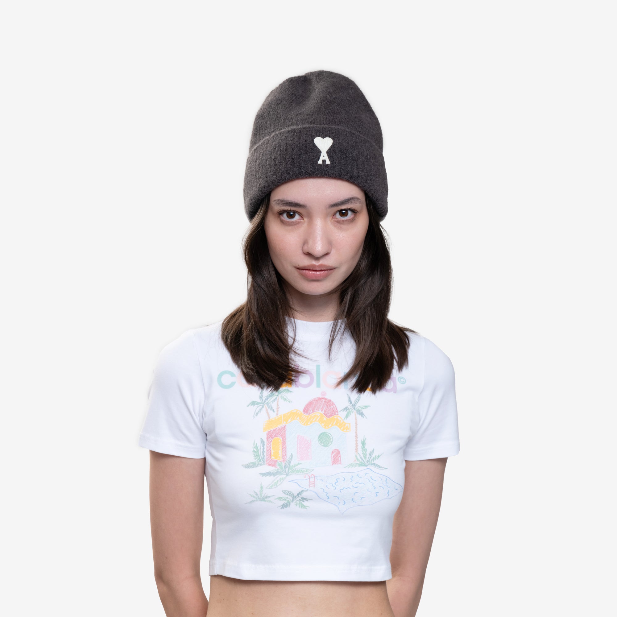 AMI Off White ADC Beanie Dark Grey - 2