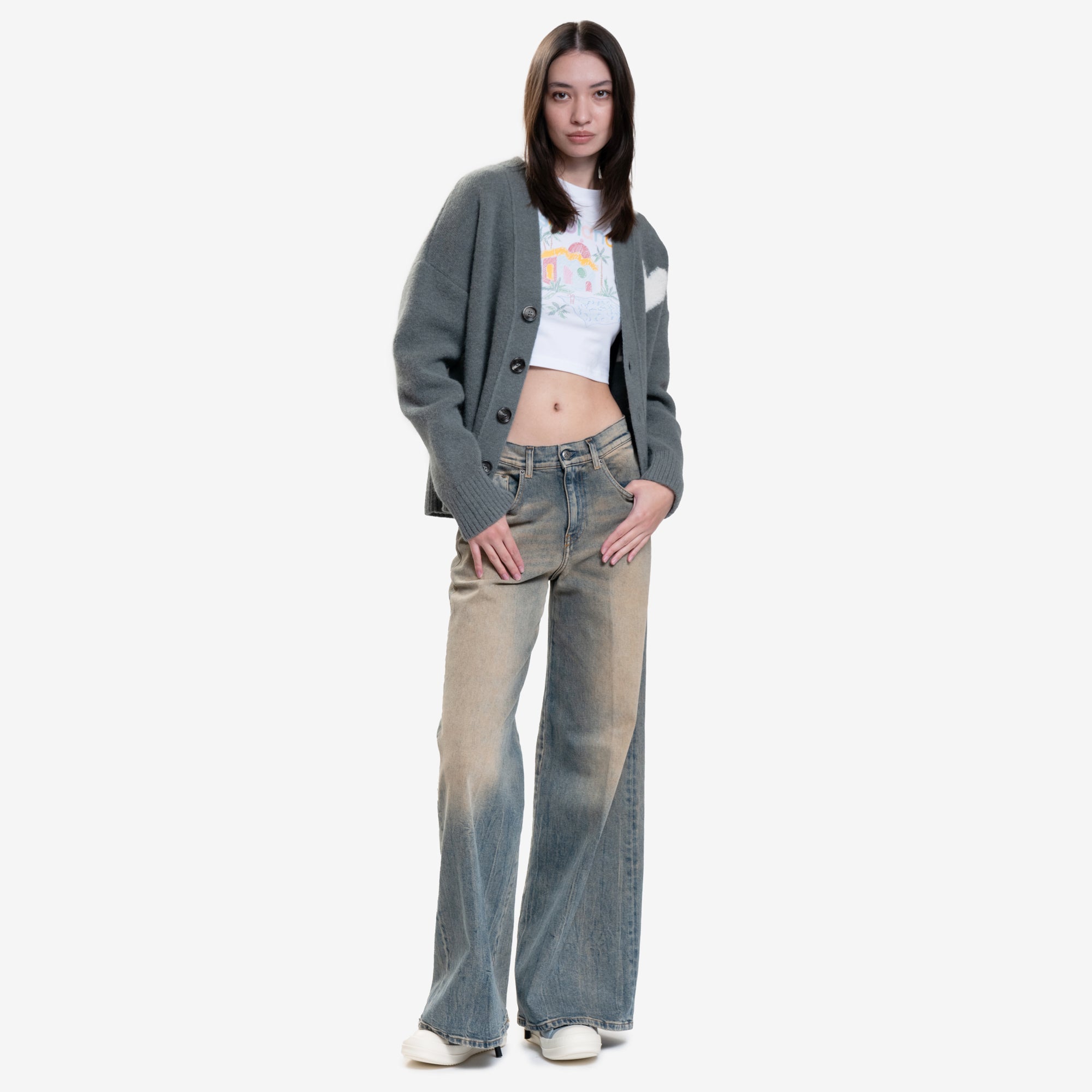 AMI Off White ADC Cardigan Antique Clay - 2