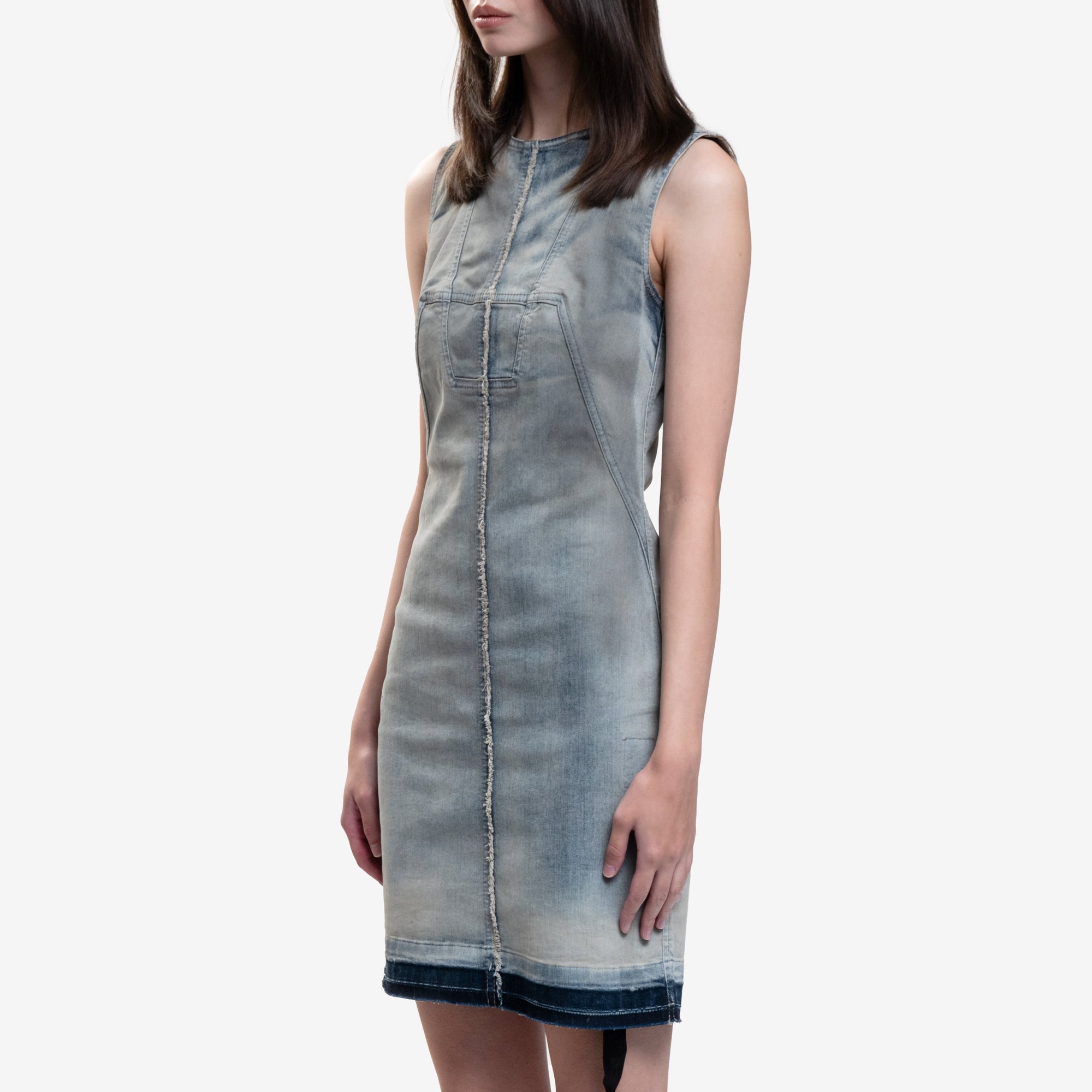 Rick Owens DRKSHDW Womens Splintered Denim Dress Sky - 3
