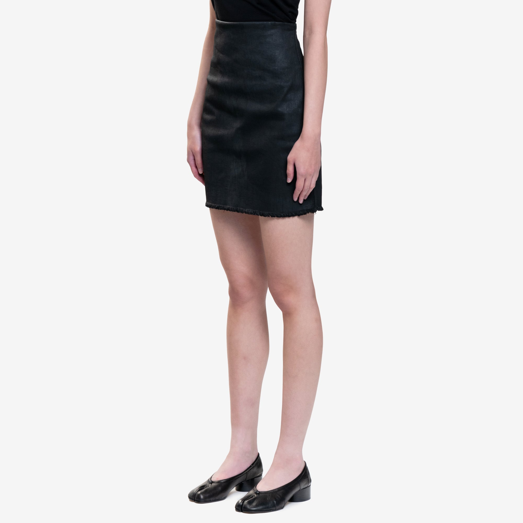 Rick Owens DRKSHDW Womens Dirt Mini Skirt Black Wax - 3
