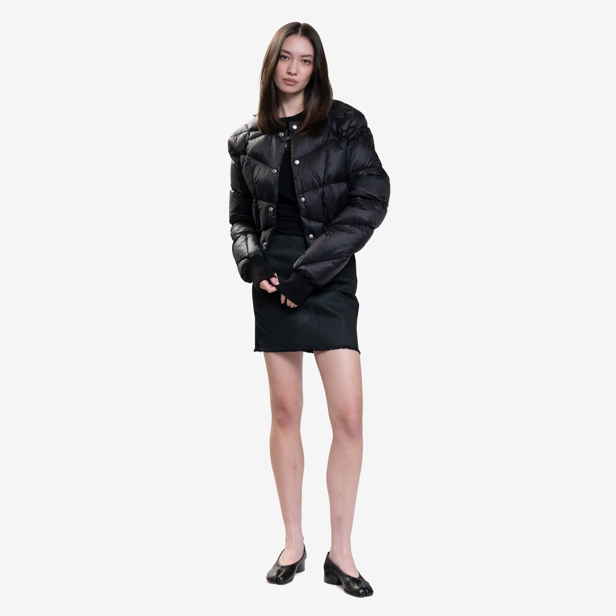 Rick Owens DRKSHDW Womens Dirt Mini Skirt Black Wax - 2