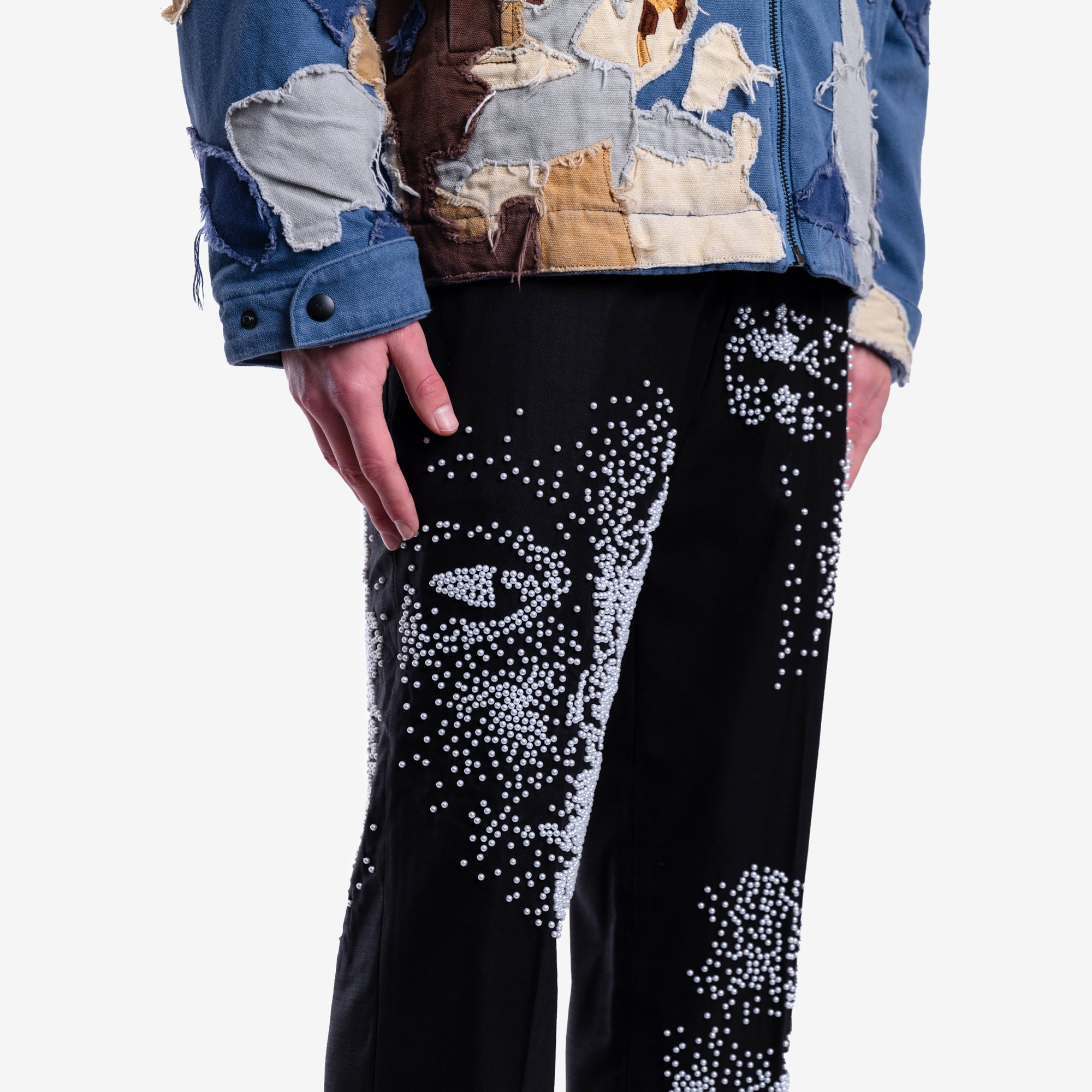 KidSuper Faces Beaded Suit Pants Black - 5