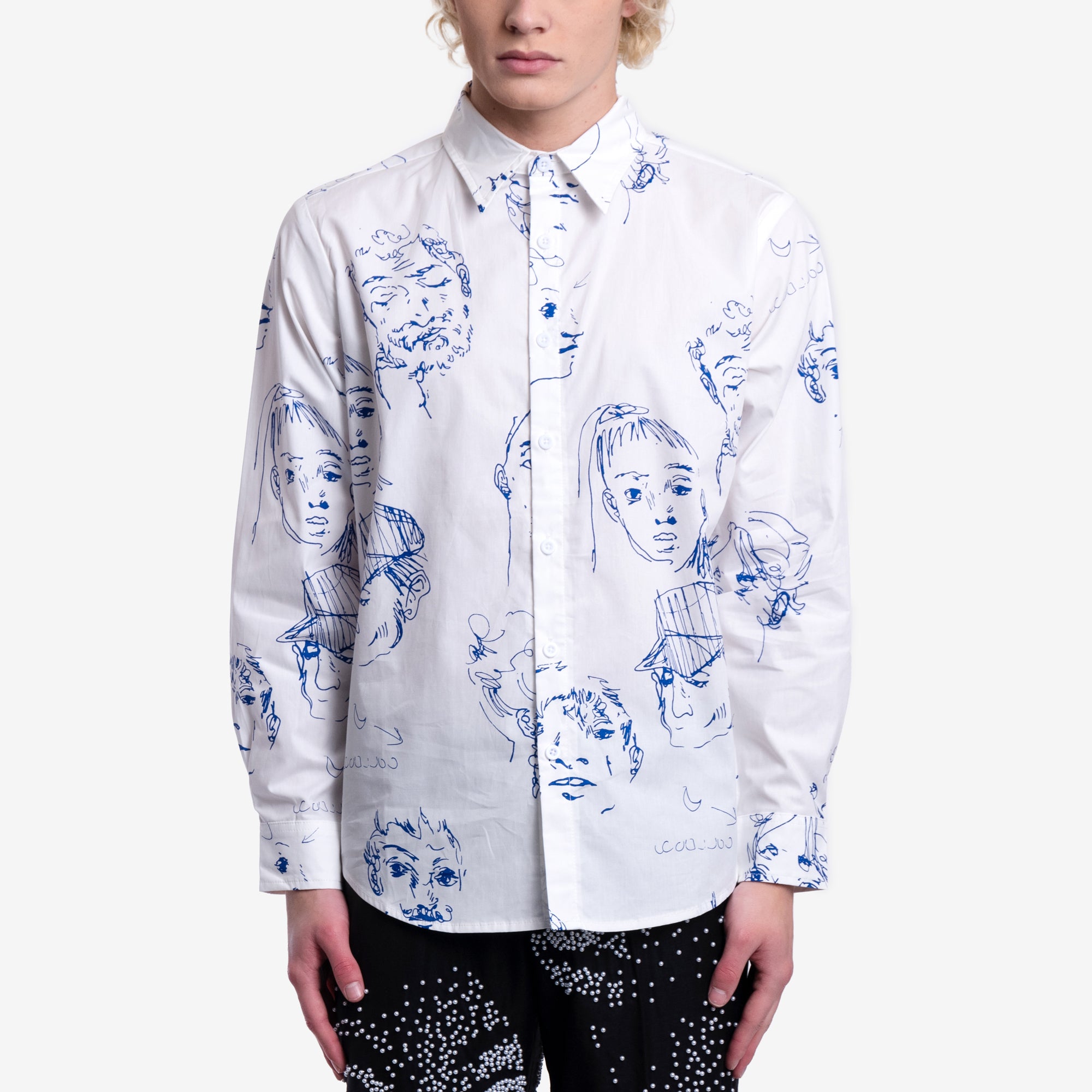 KidSuper Doodle Faces Shirt White - 1