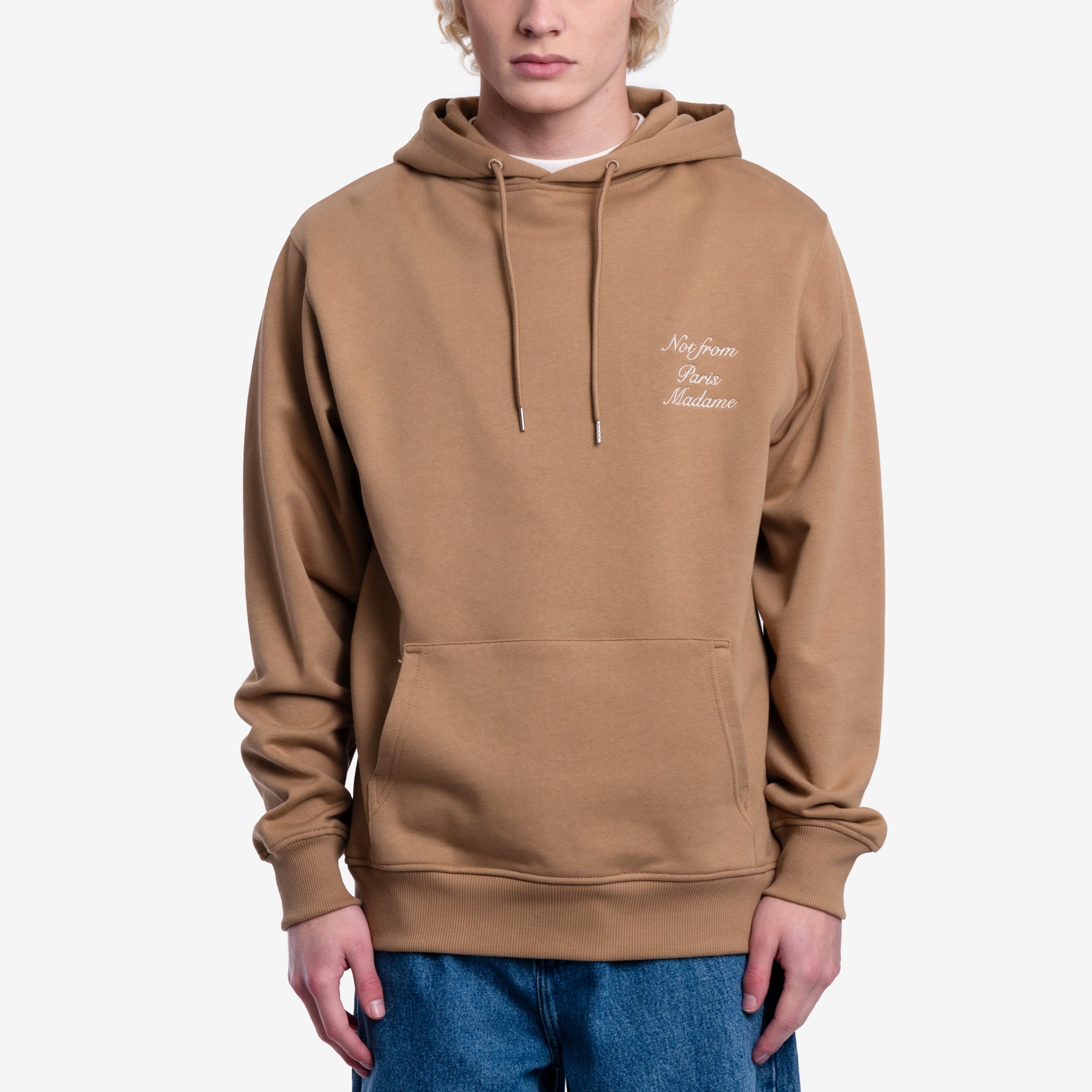 Drôle de Monsieur Le Hoodie Slogan Calligraphy Ice Brown - 1