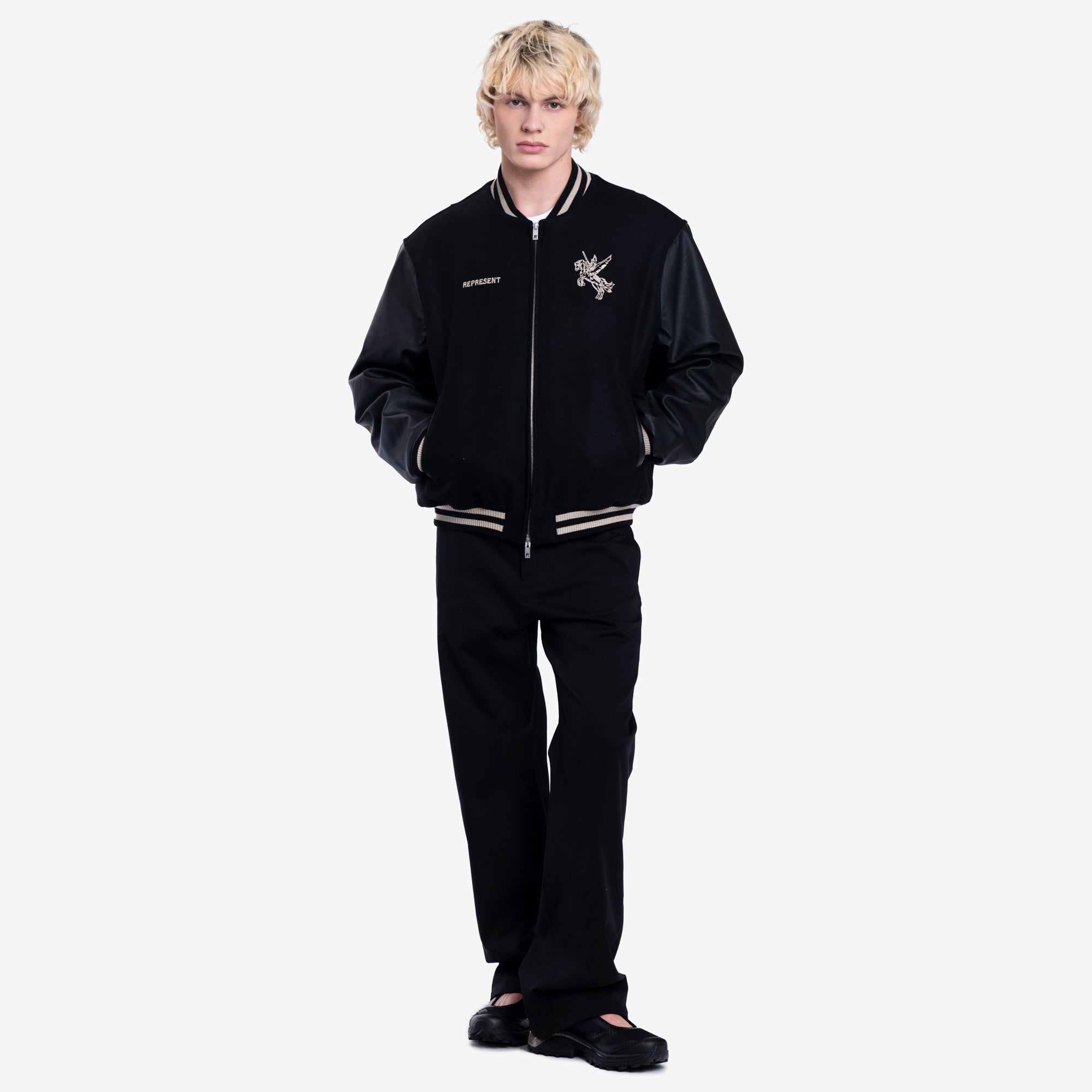 Represent Mascot Wool Varsity Jacket Jet Black - 2