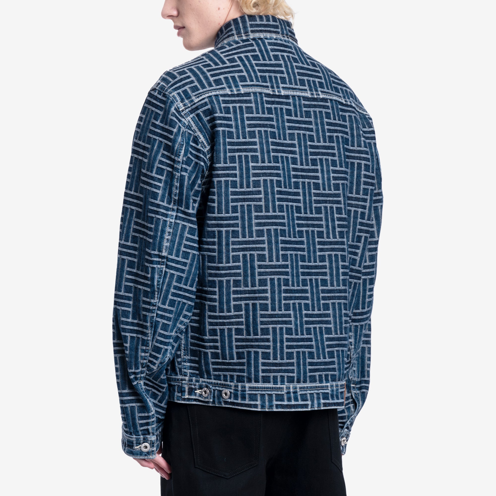 Kenzo Weave Trucker Denim Jacket Dark Stone Blue - 4