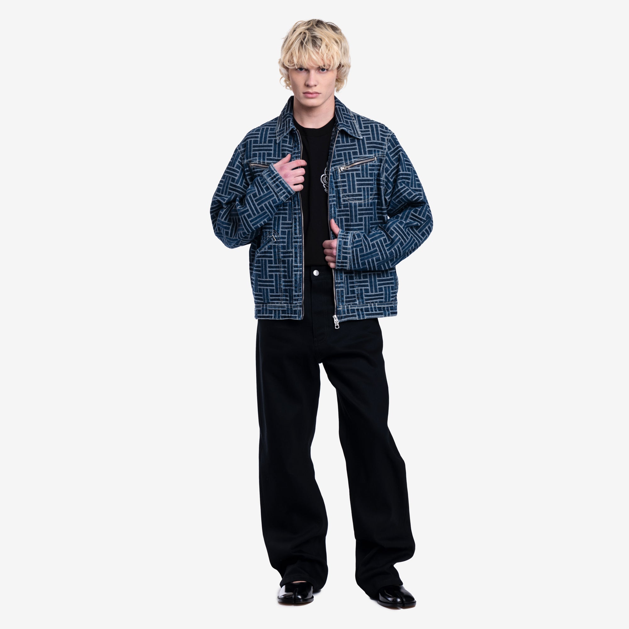 Kenzo Weave Trucker Denim Jacket Dark Stone Blue - 2