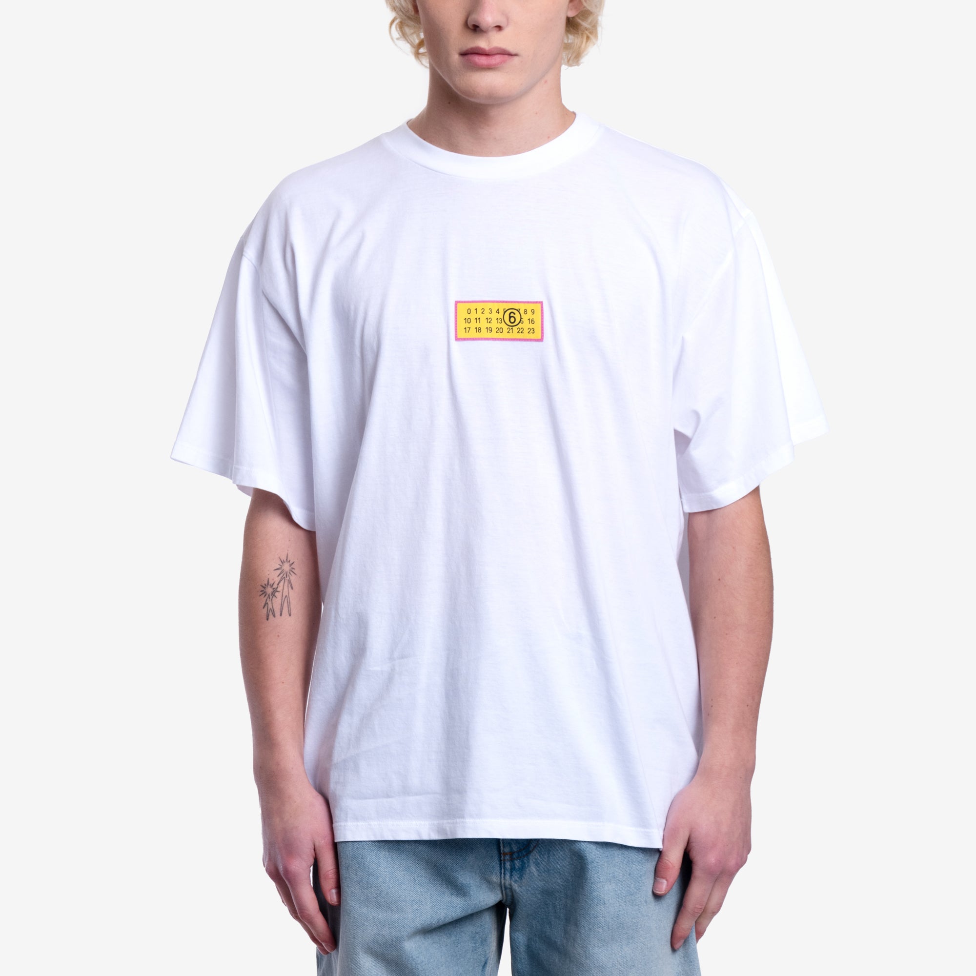 MM6 Yellow Jacquard Label T-Shirt White - 1