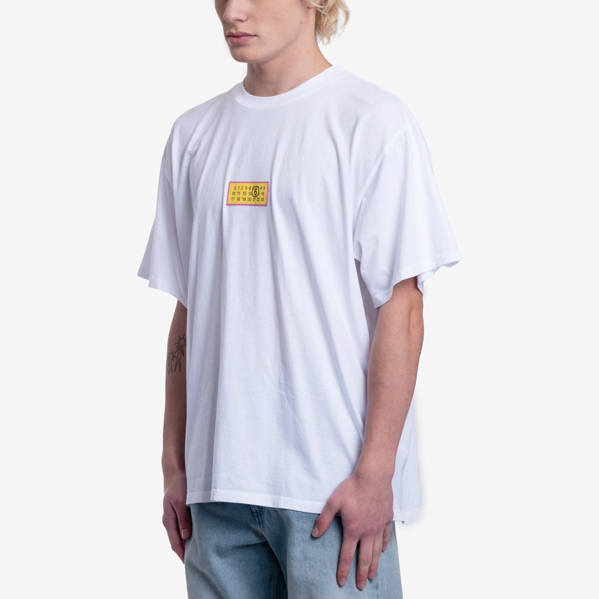 MM6 Yellow Jacquard Label T-Shirt White - 3