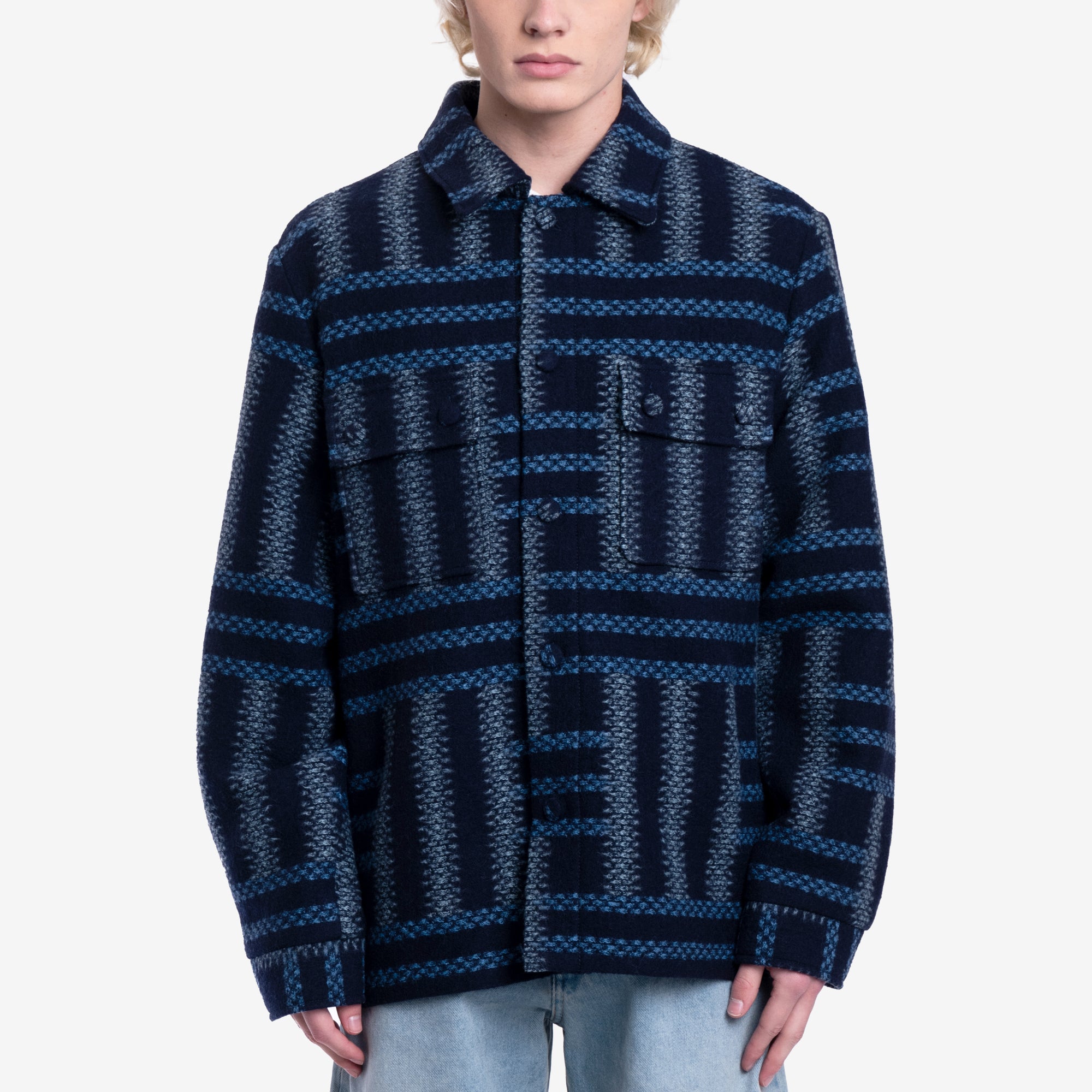 KENZO Men Weave Overshirt in Midnight Blue