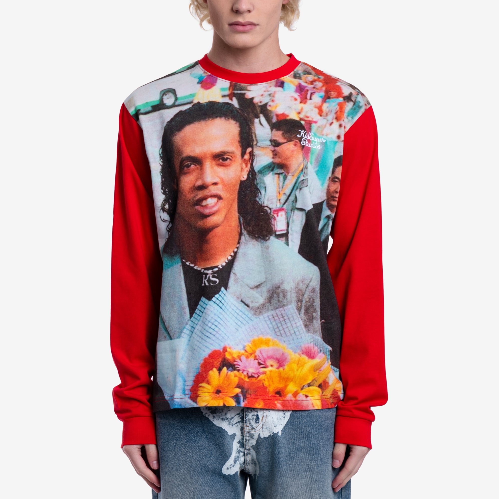 KidSuper Ronaldinho Long Sleeve T-Shirt Red - 1